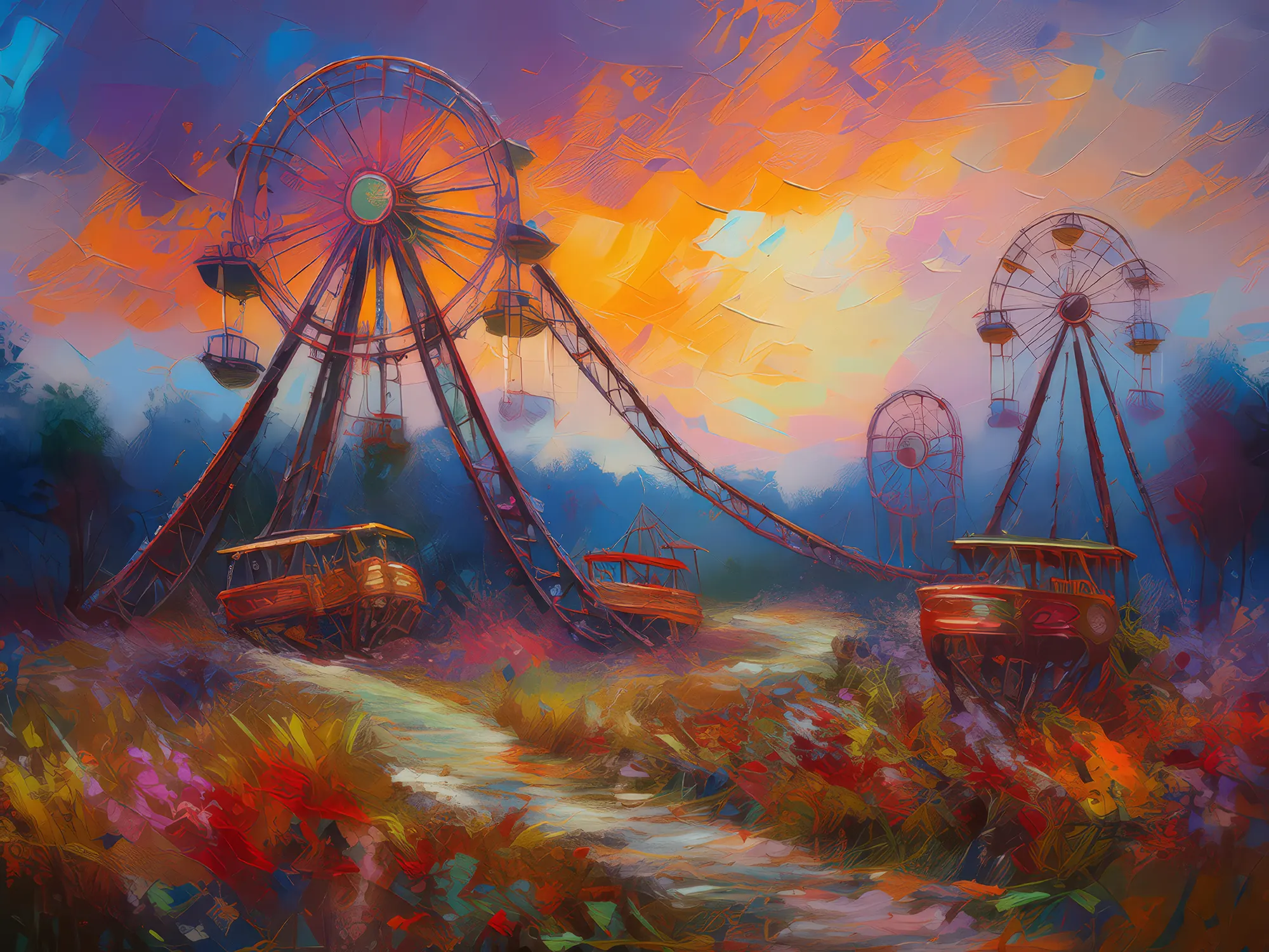 Painting: Abandoned Amusement Park