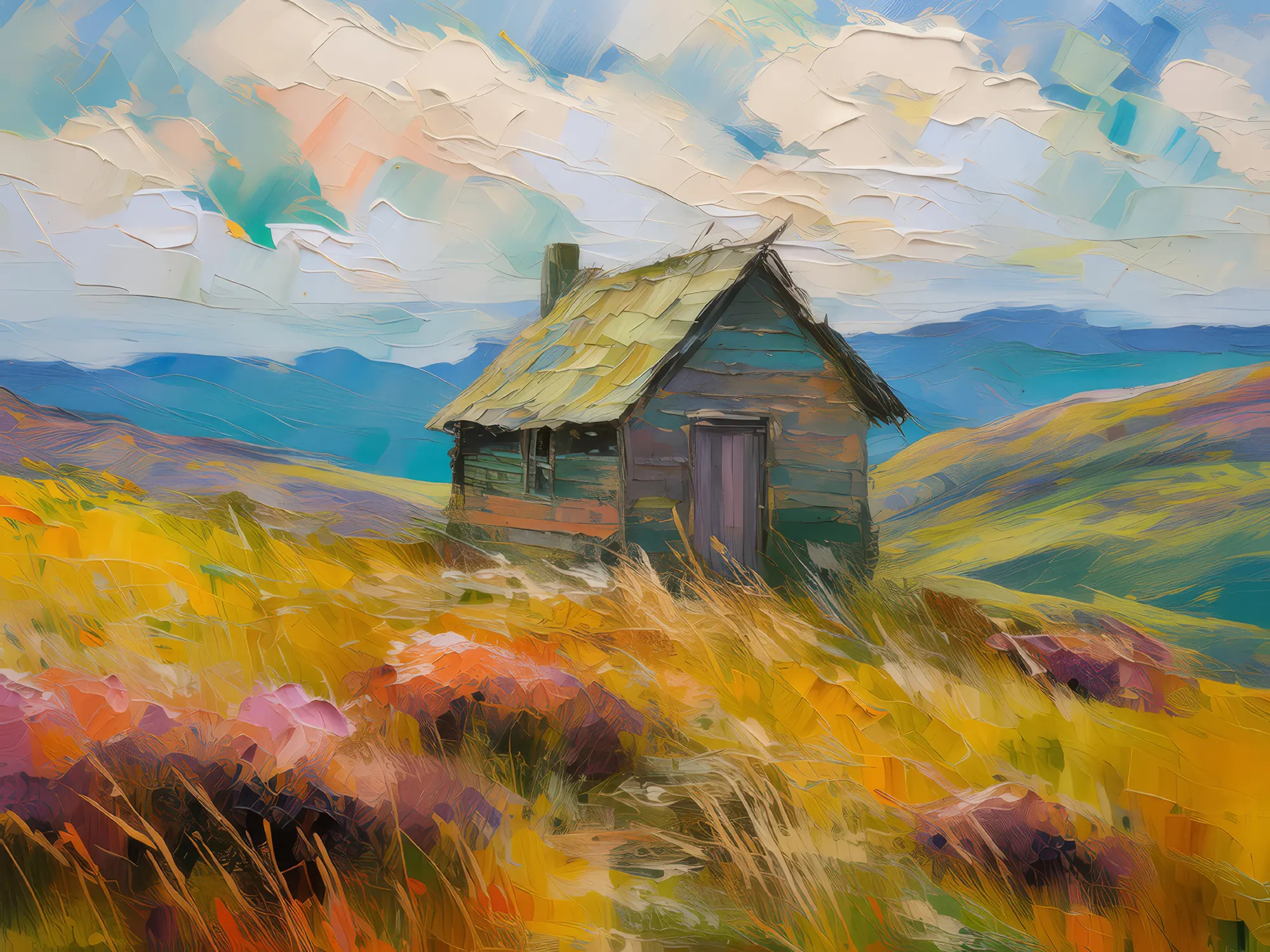 Painting: Abandoned Cabin on Moor