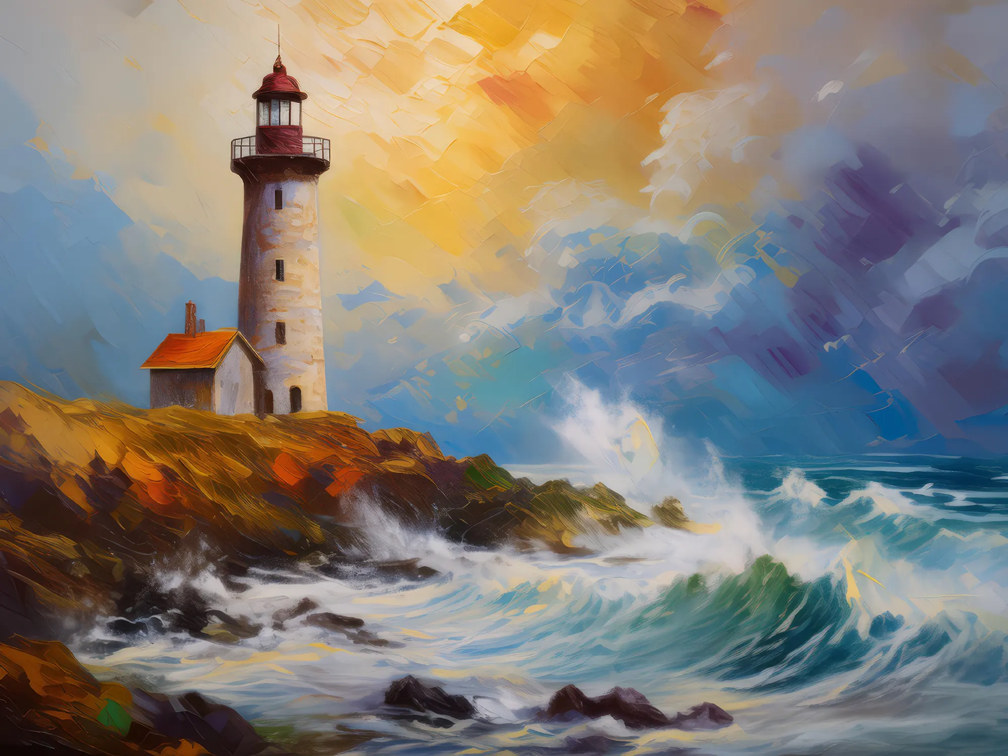 Painting: Abandoned Lighthouse Shore