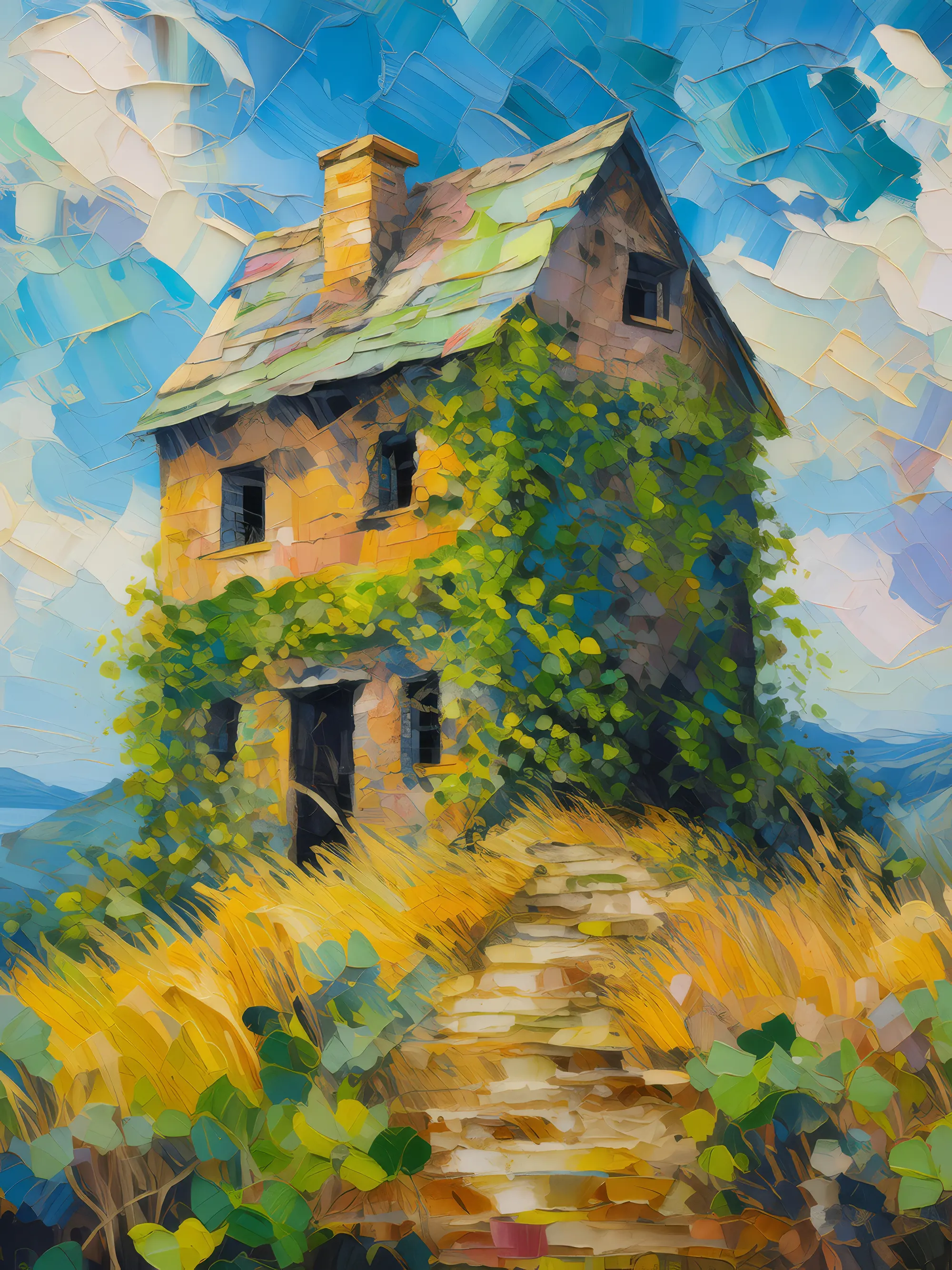 Painting: Abandoned Mill on the Hill