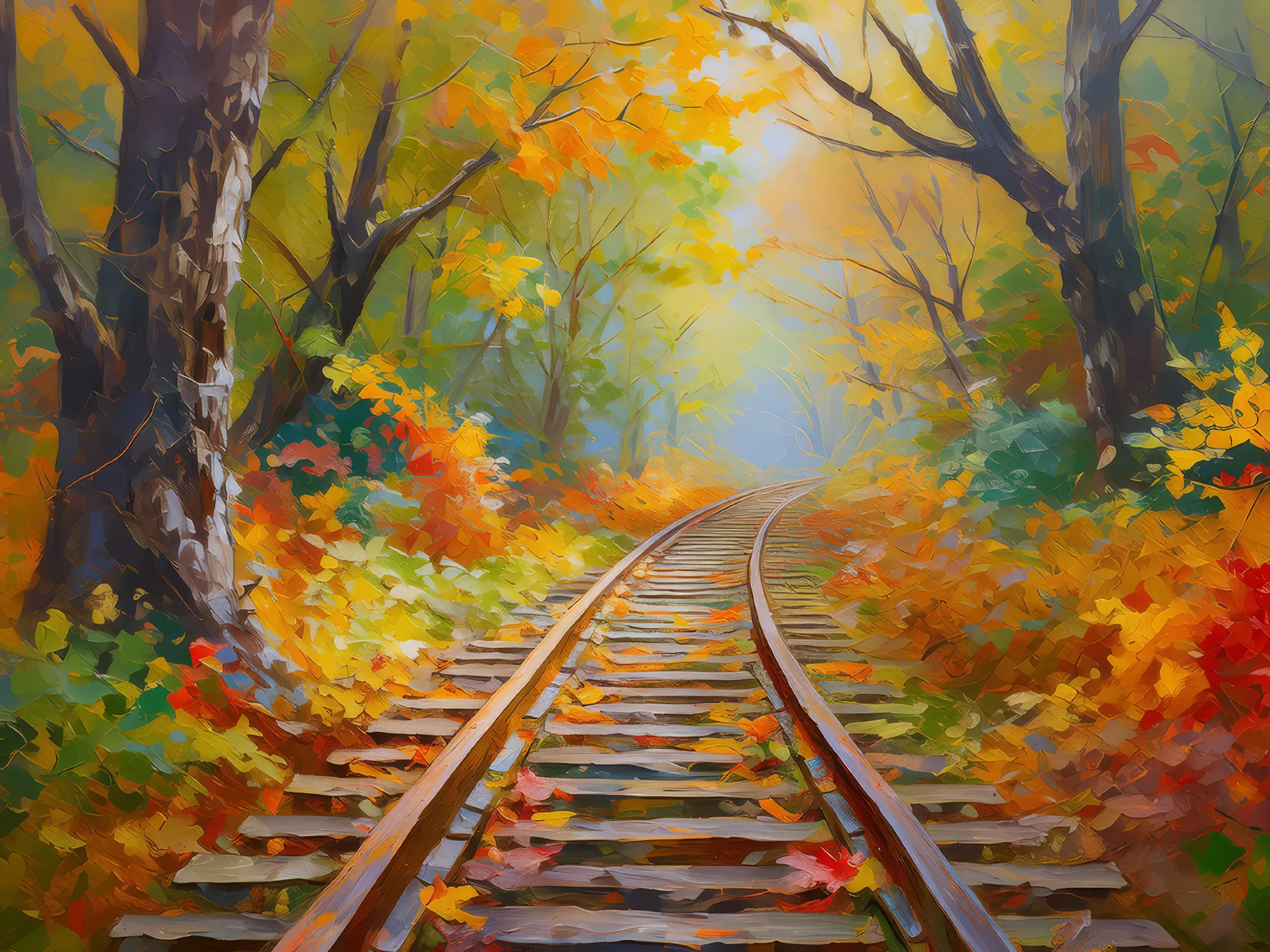 Painting: Abandoned Railway in Autumn