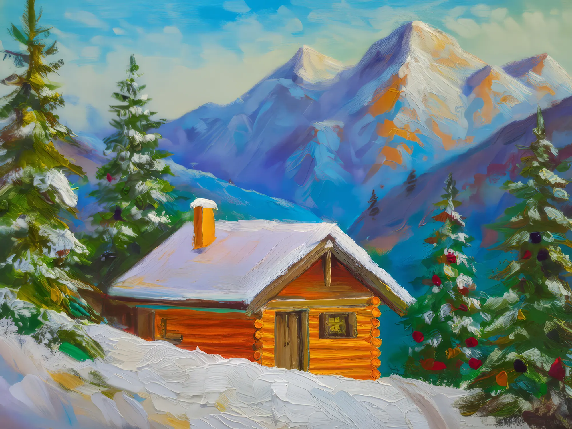 Painting: Alpine Cabin Retreat