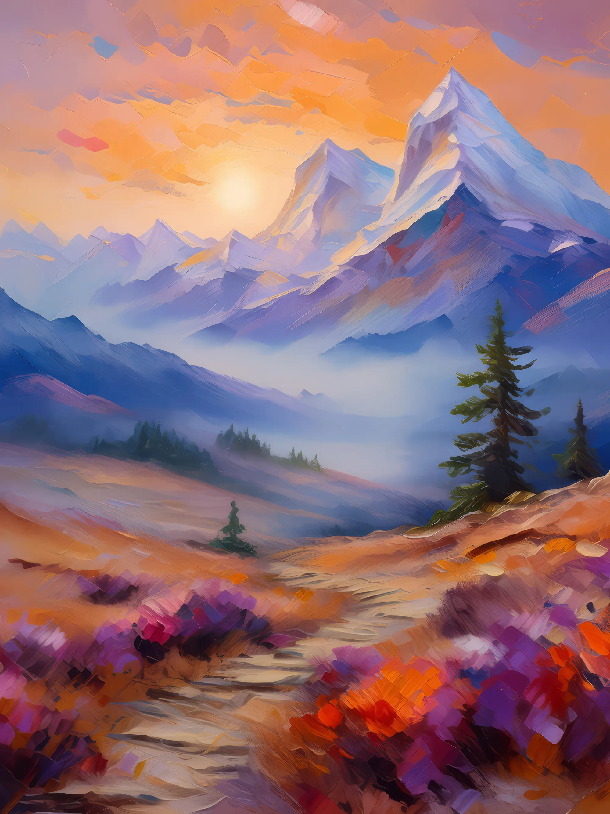 Painting: Alpine Desert Foggy Morning