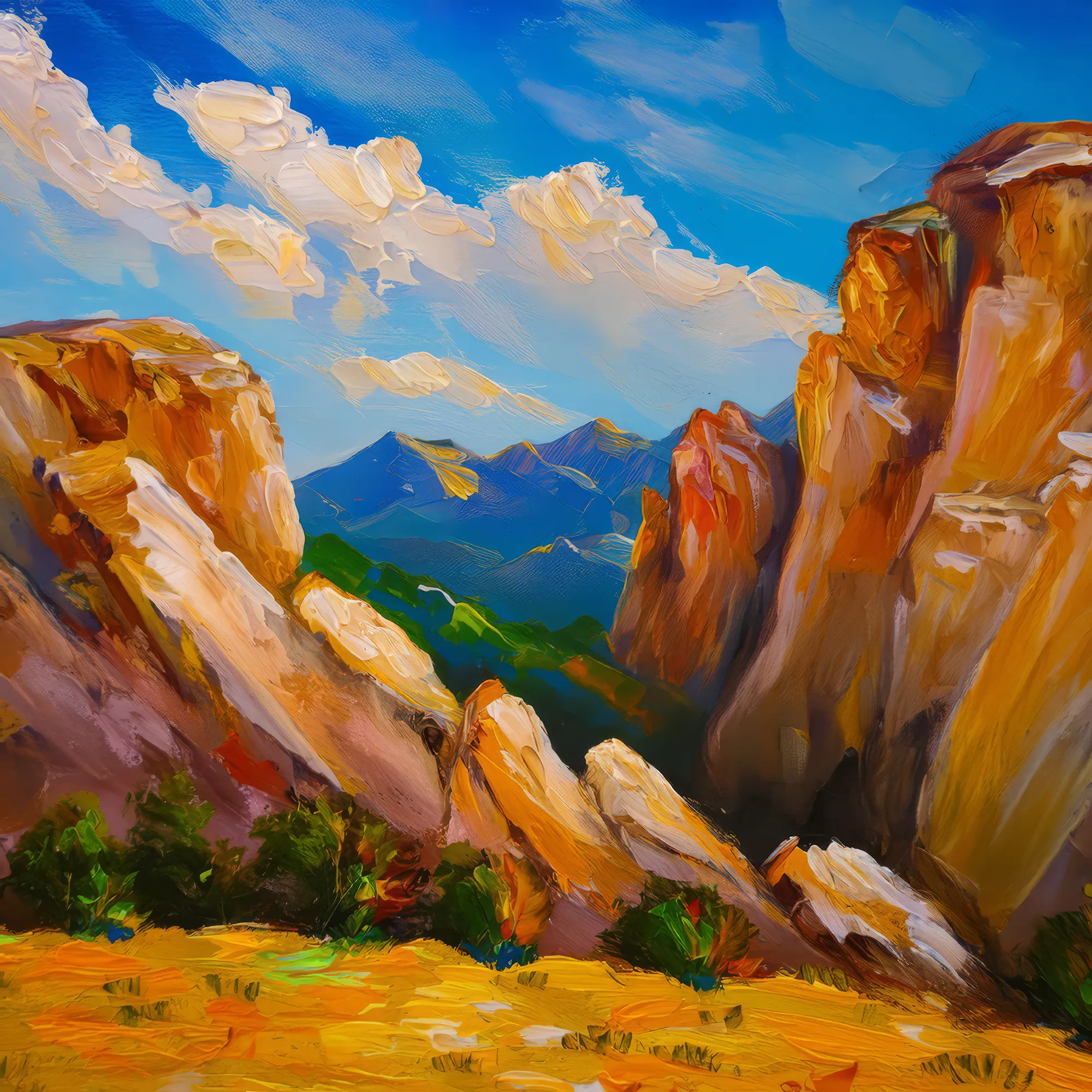 Painting: Alpine Desert Rocky Cliffs