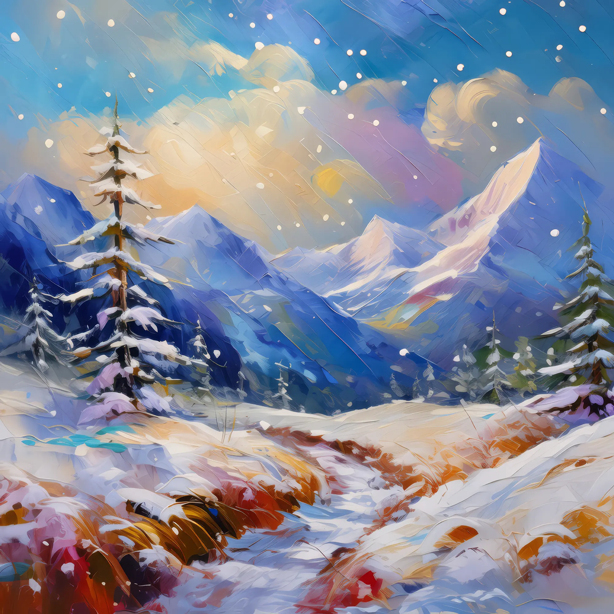 Painting: Alpine Desert Snowfall Magic