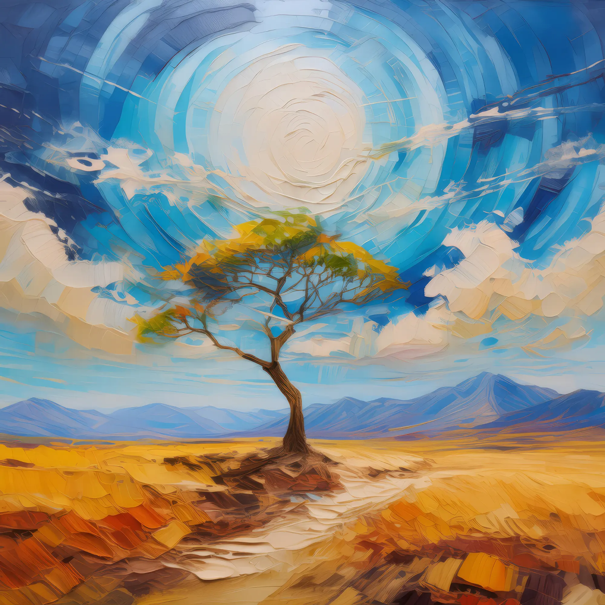 Painting: Alpine Desert Solitary Tree