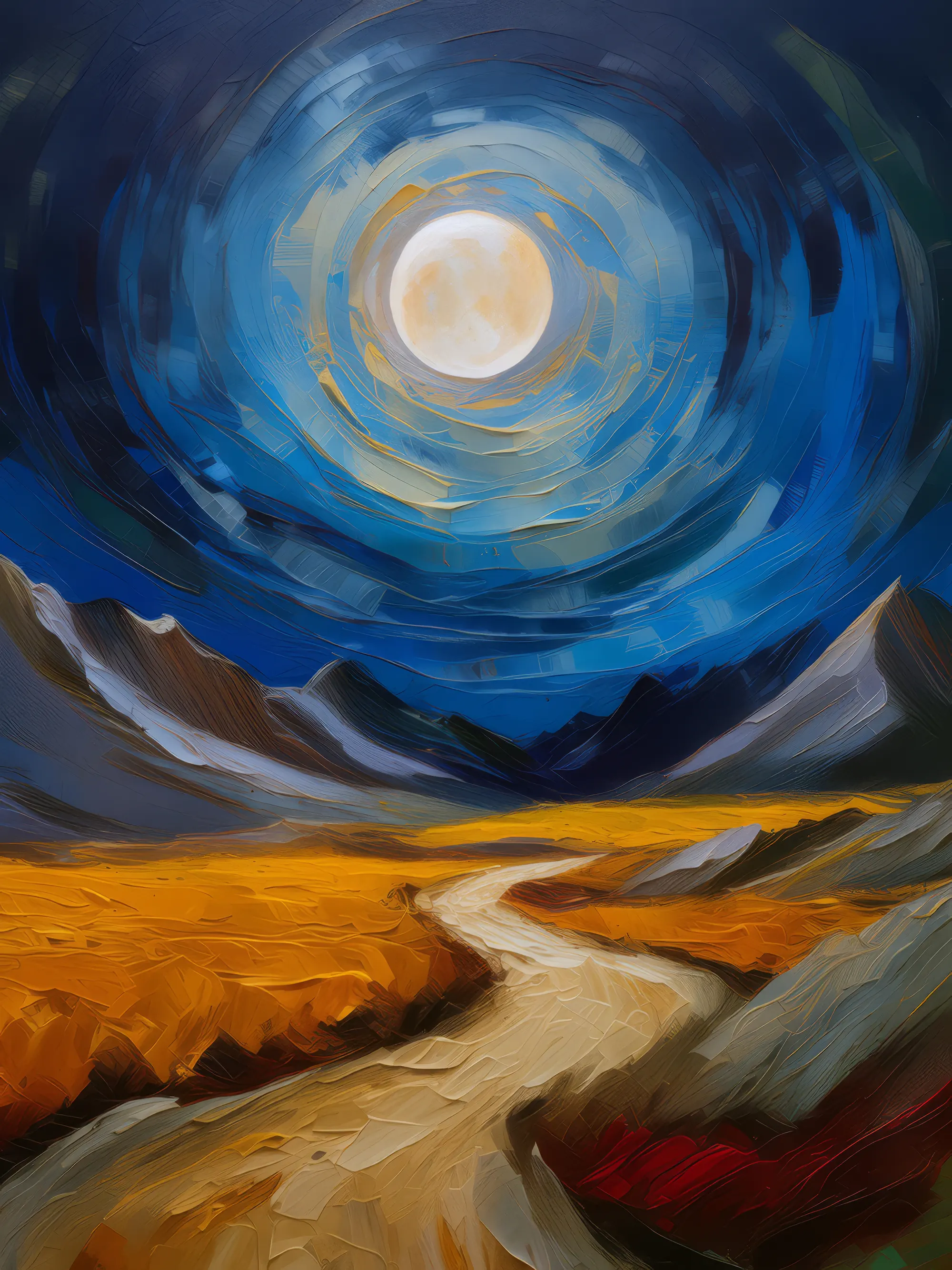 Painting: Alpine Desert Under Moonlight