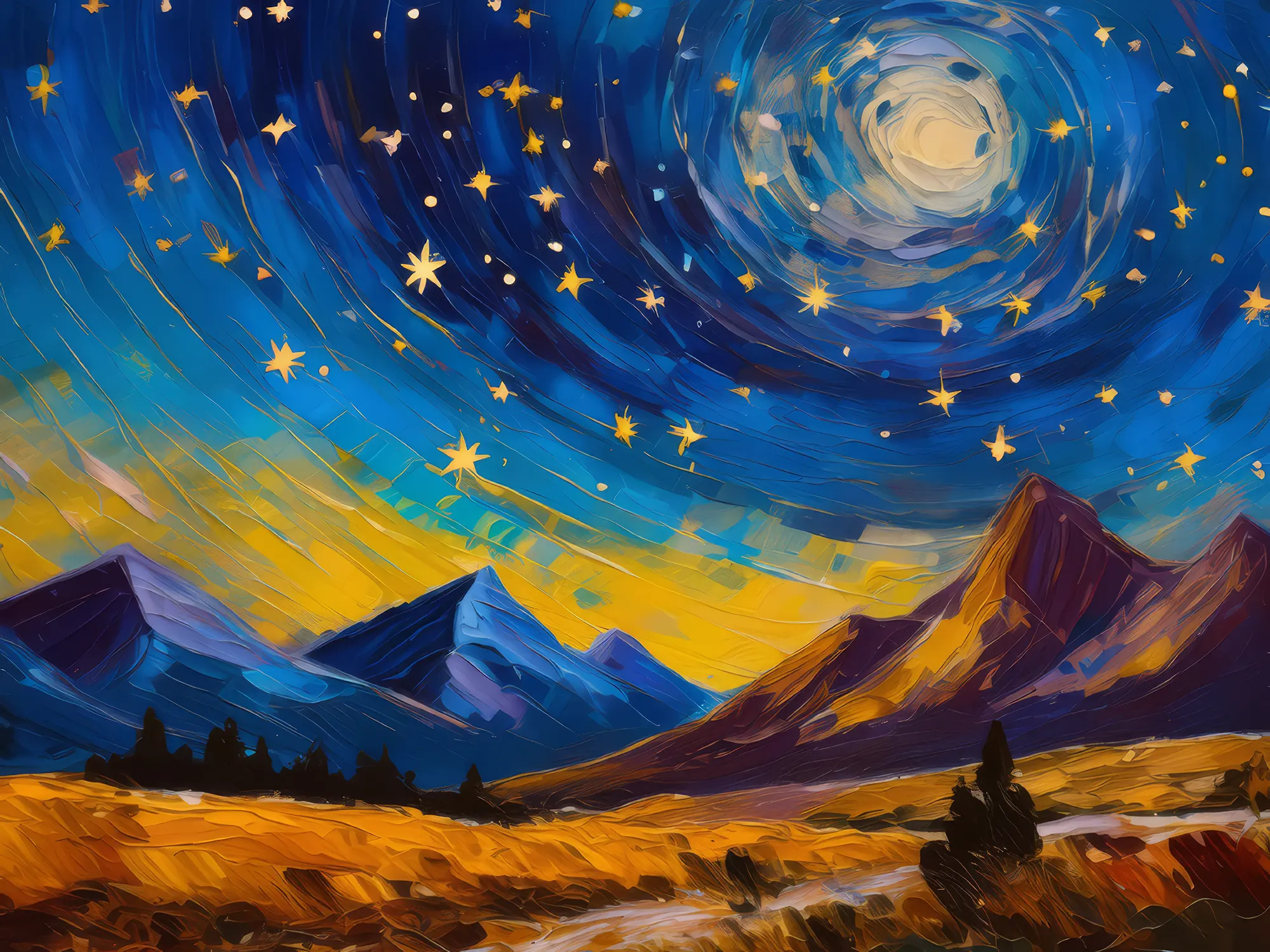 Painting: Alpine Desert Under Starlight