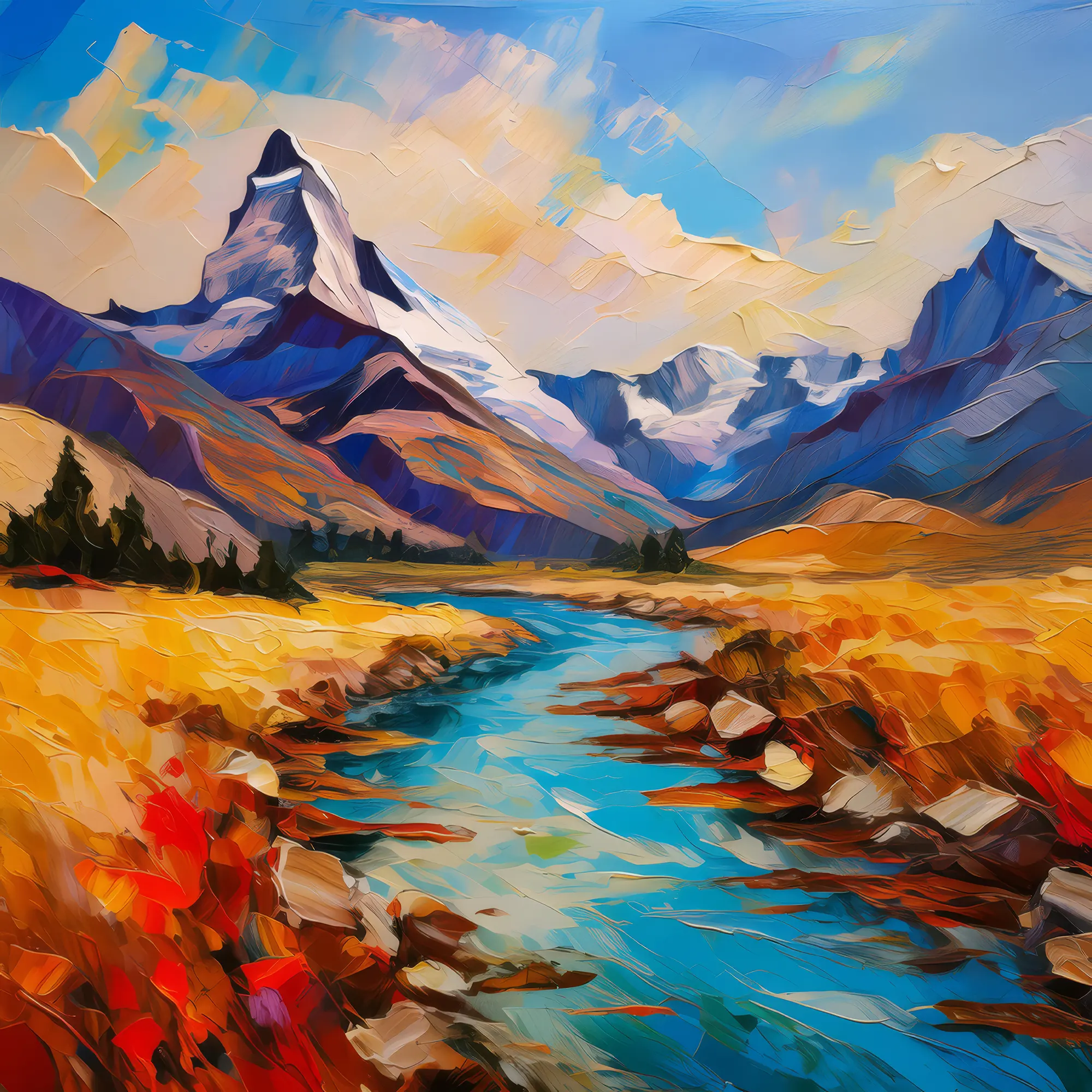 Painting: Alpine Desert with River