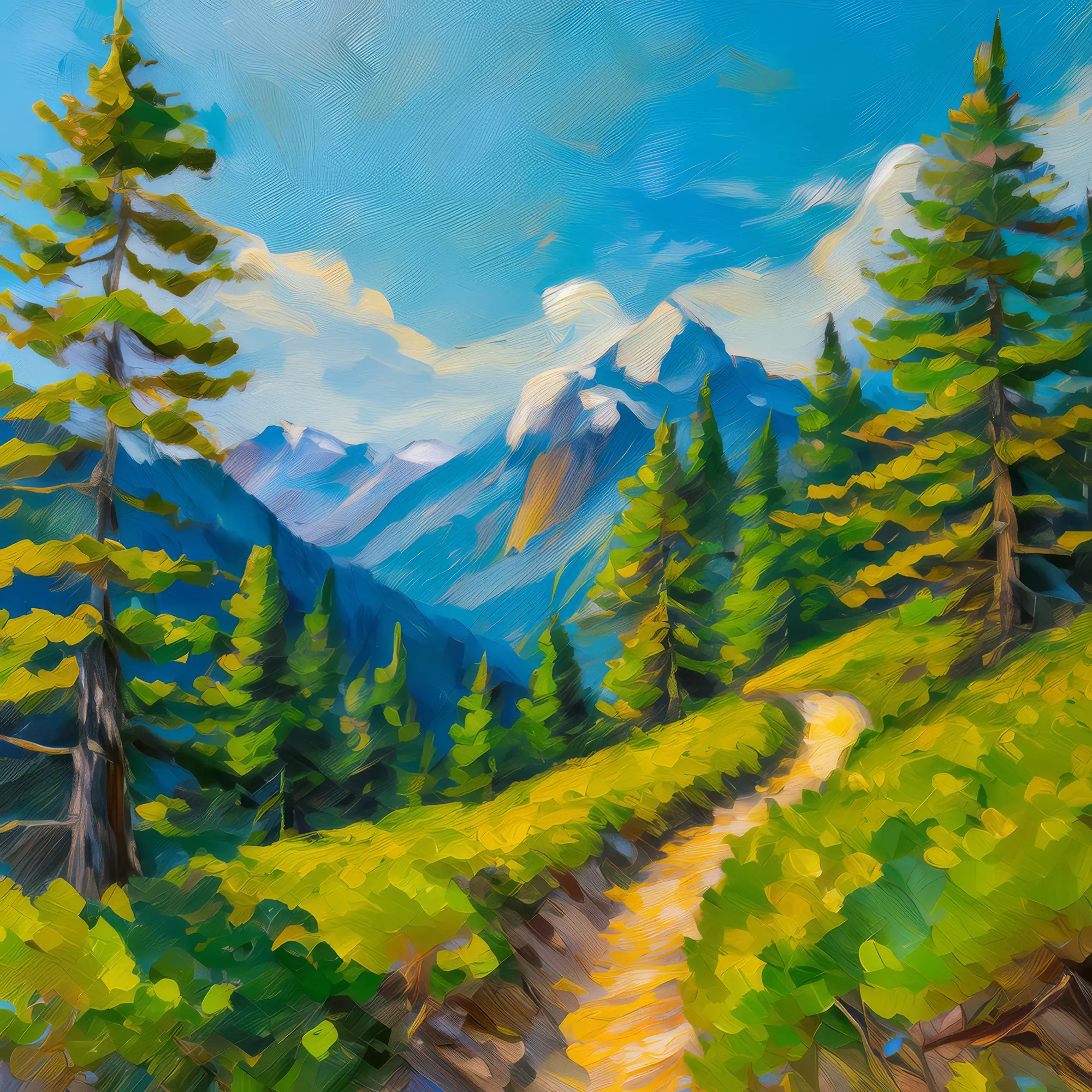 Painting: Alpine Forest Path