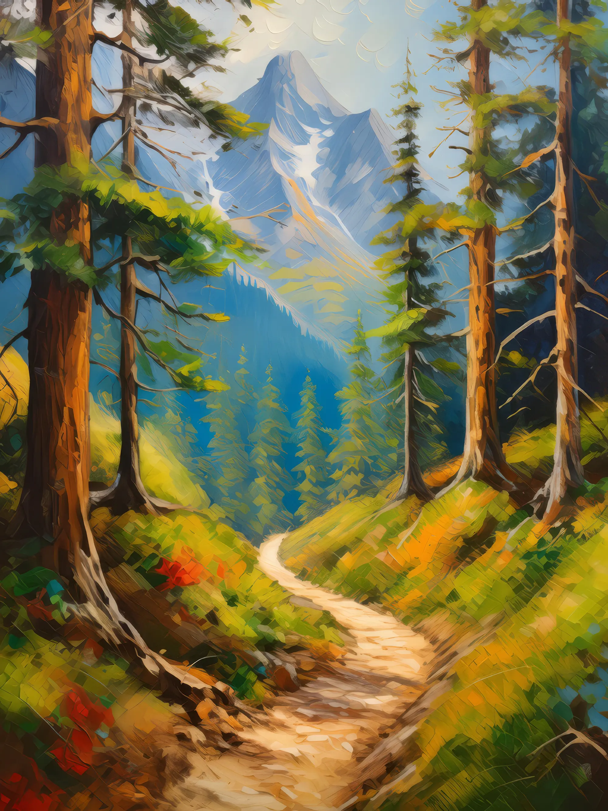 Painting: Alpine Forest Pathway