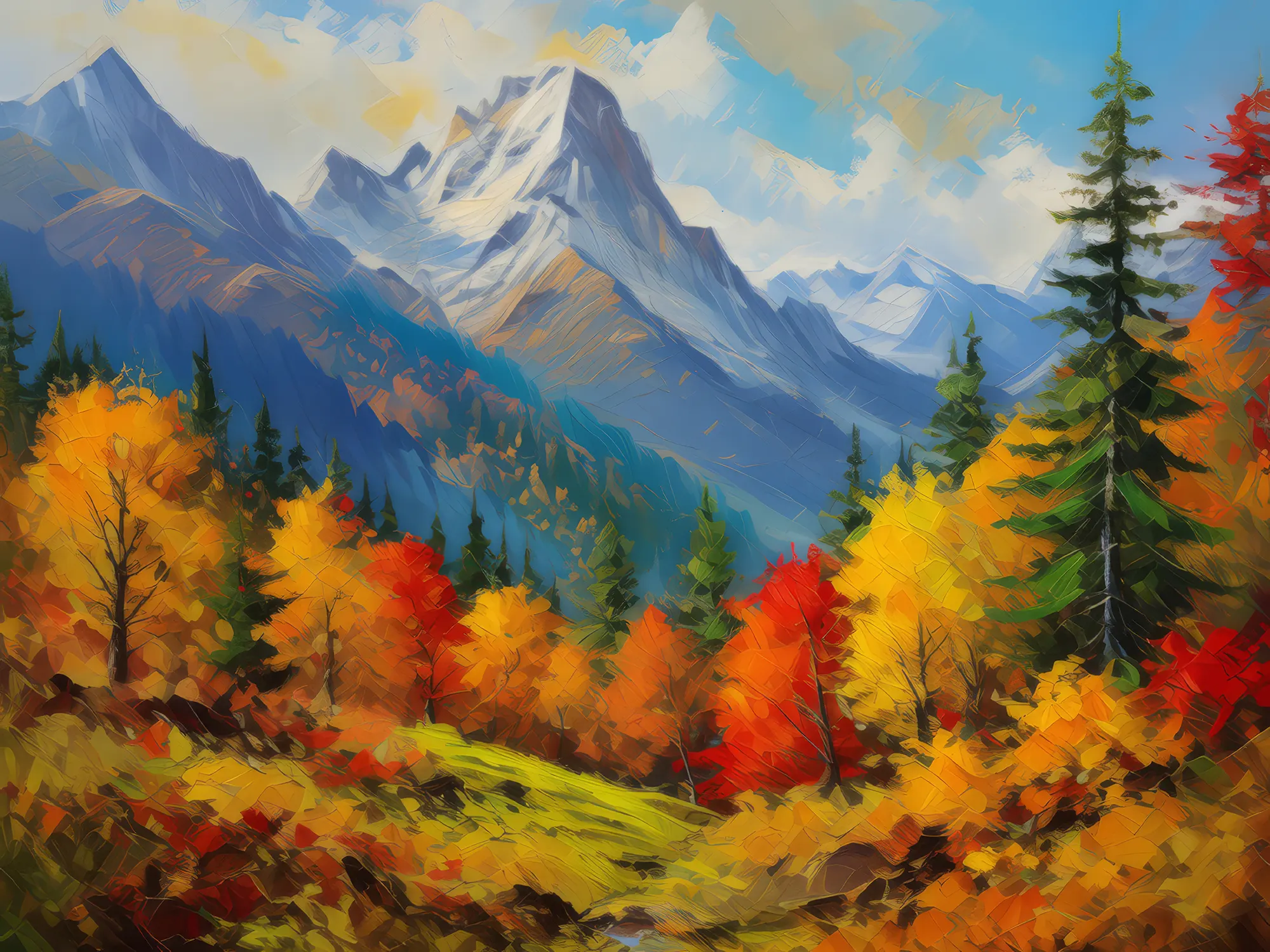 Painting: Alpine Forest in Autumn