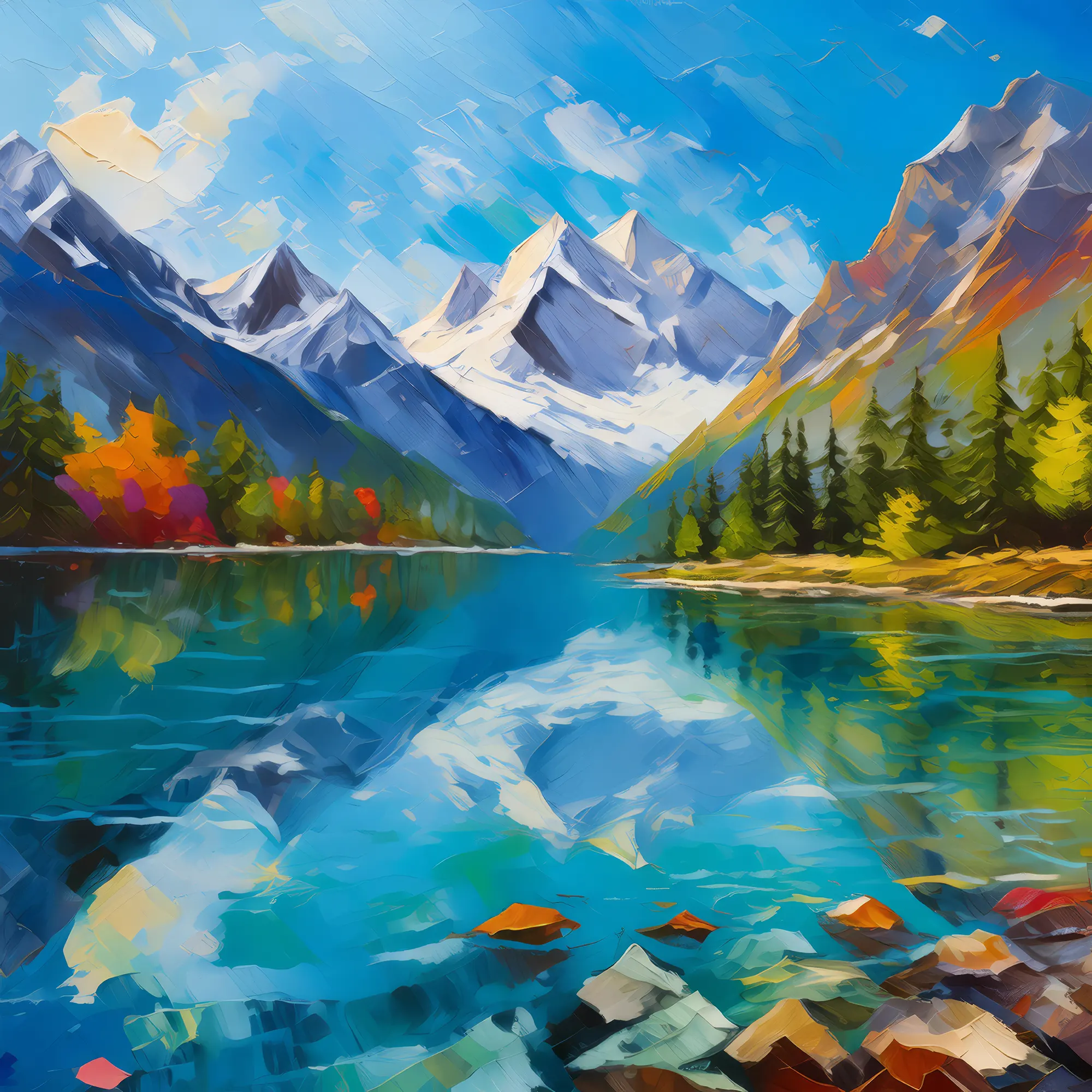 Painting: Alpine Lake Reflection