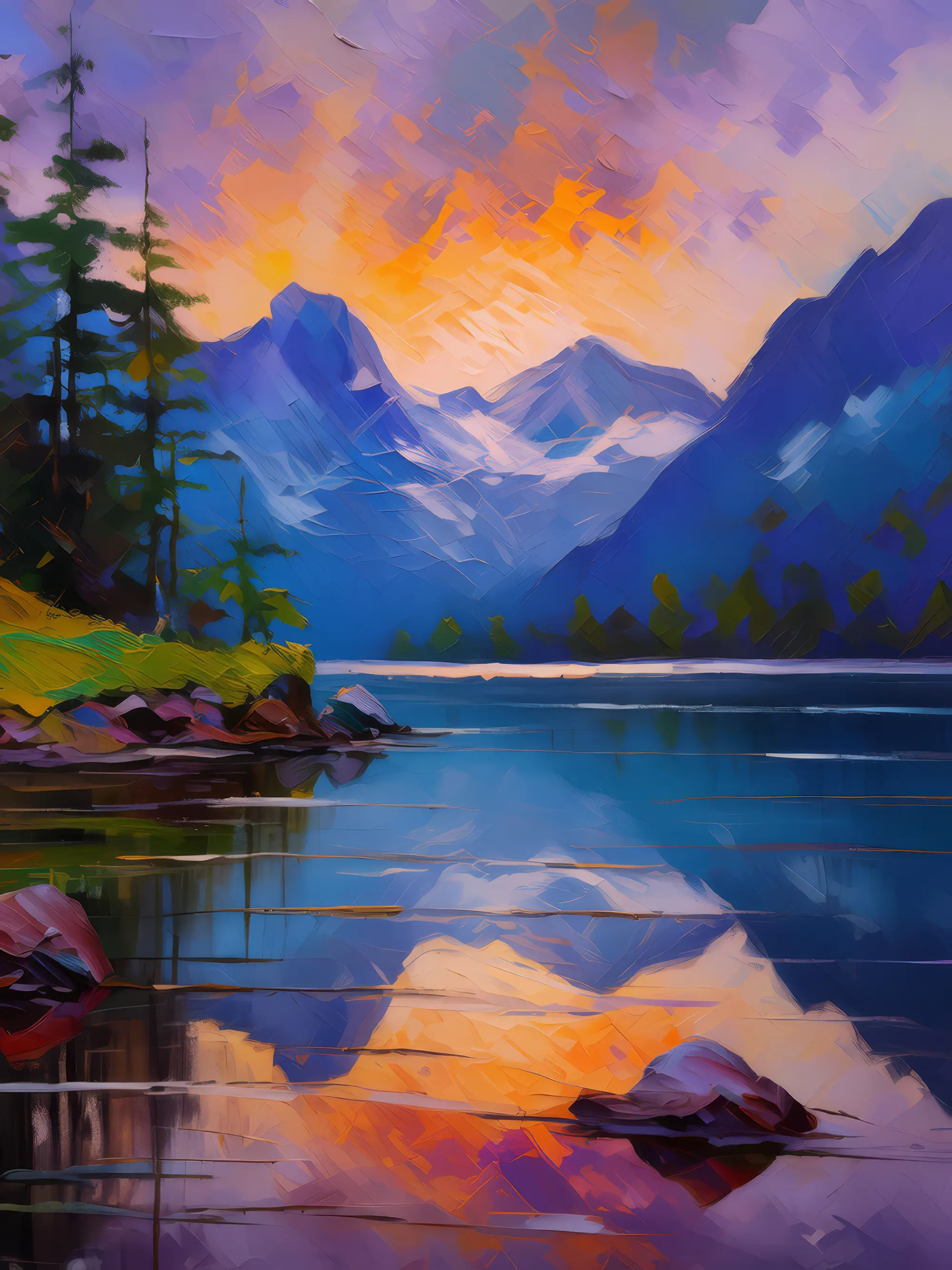 Painting: Alpine Lake Twilight