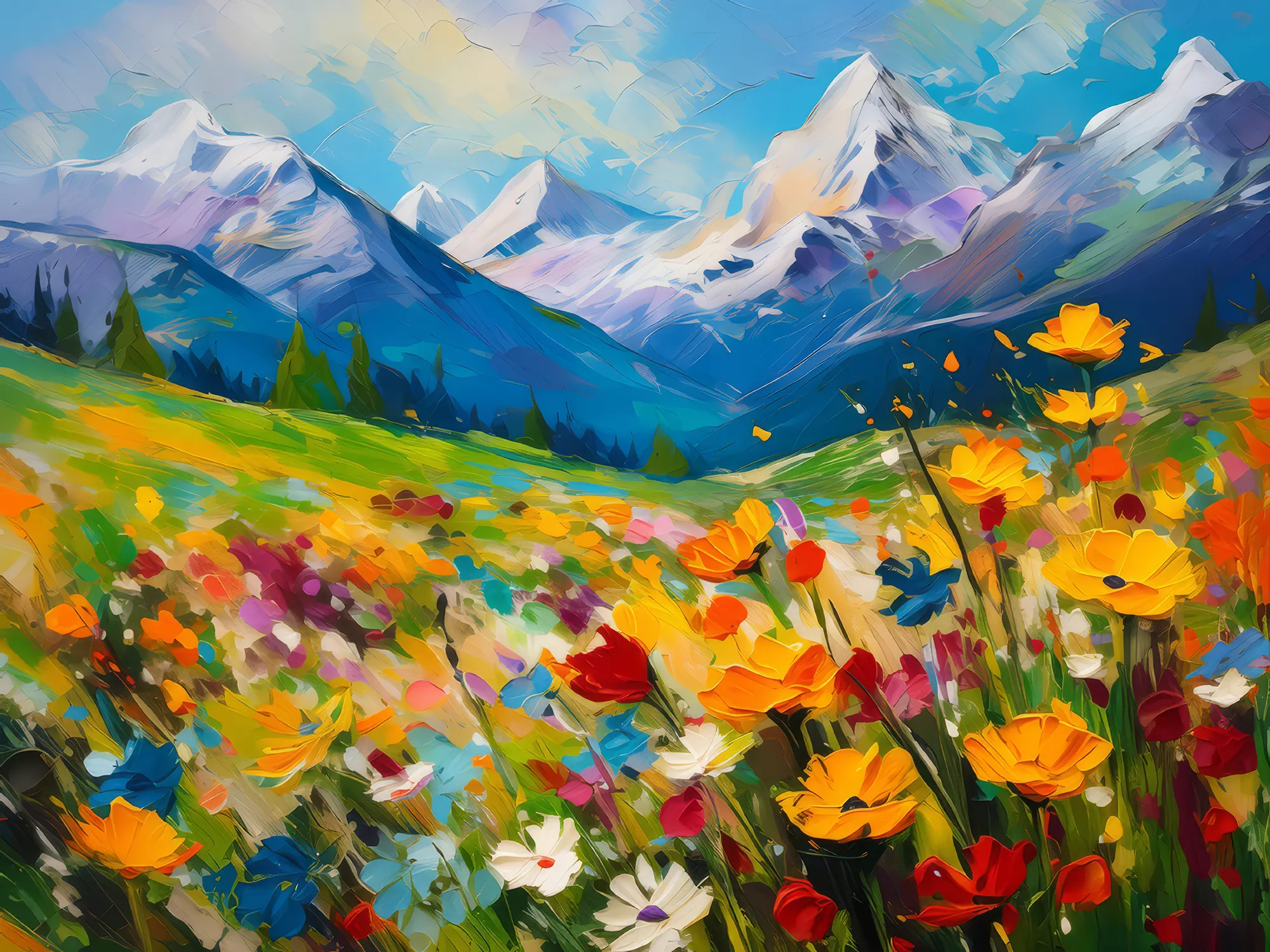 Painting: Alpine Meadow Bloom