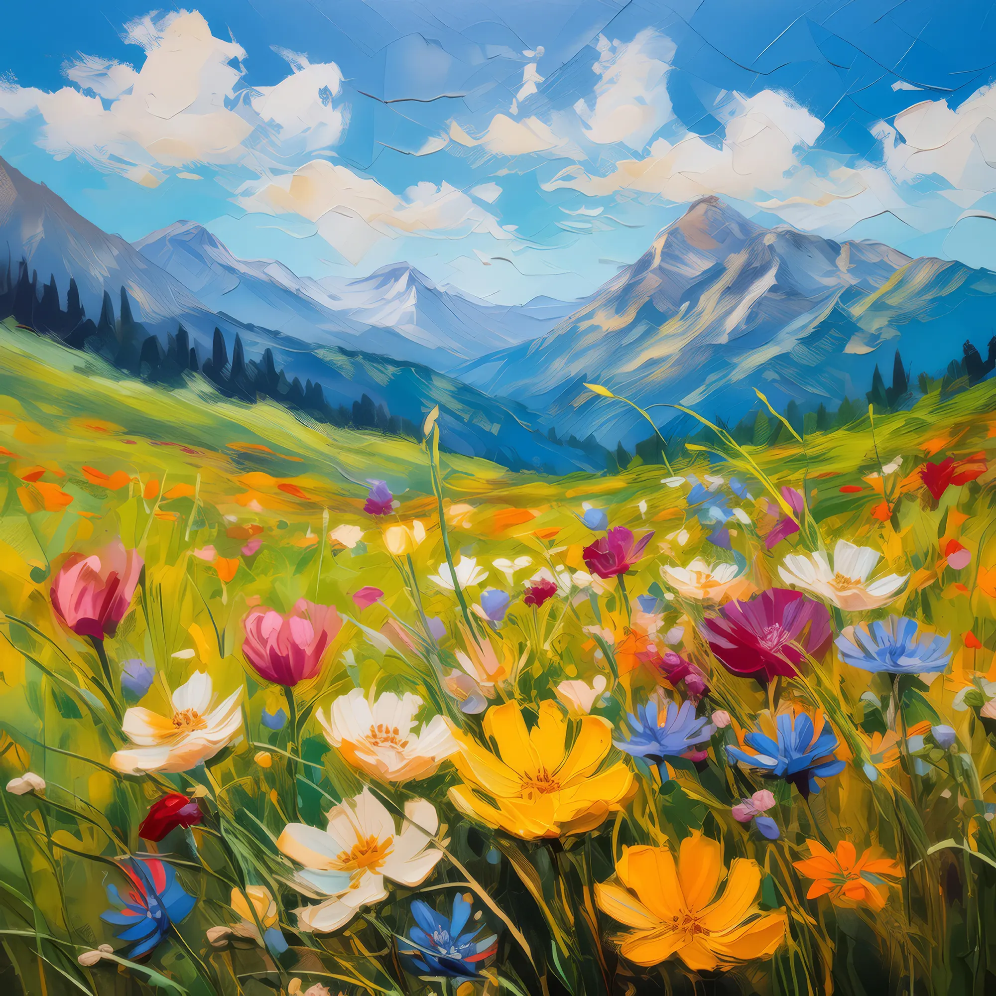 Painting: Alpine Meadow Wildflowers