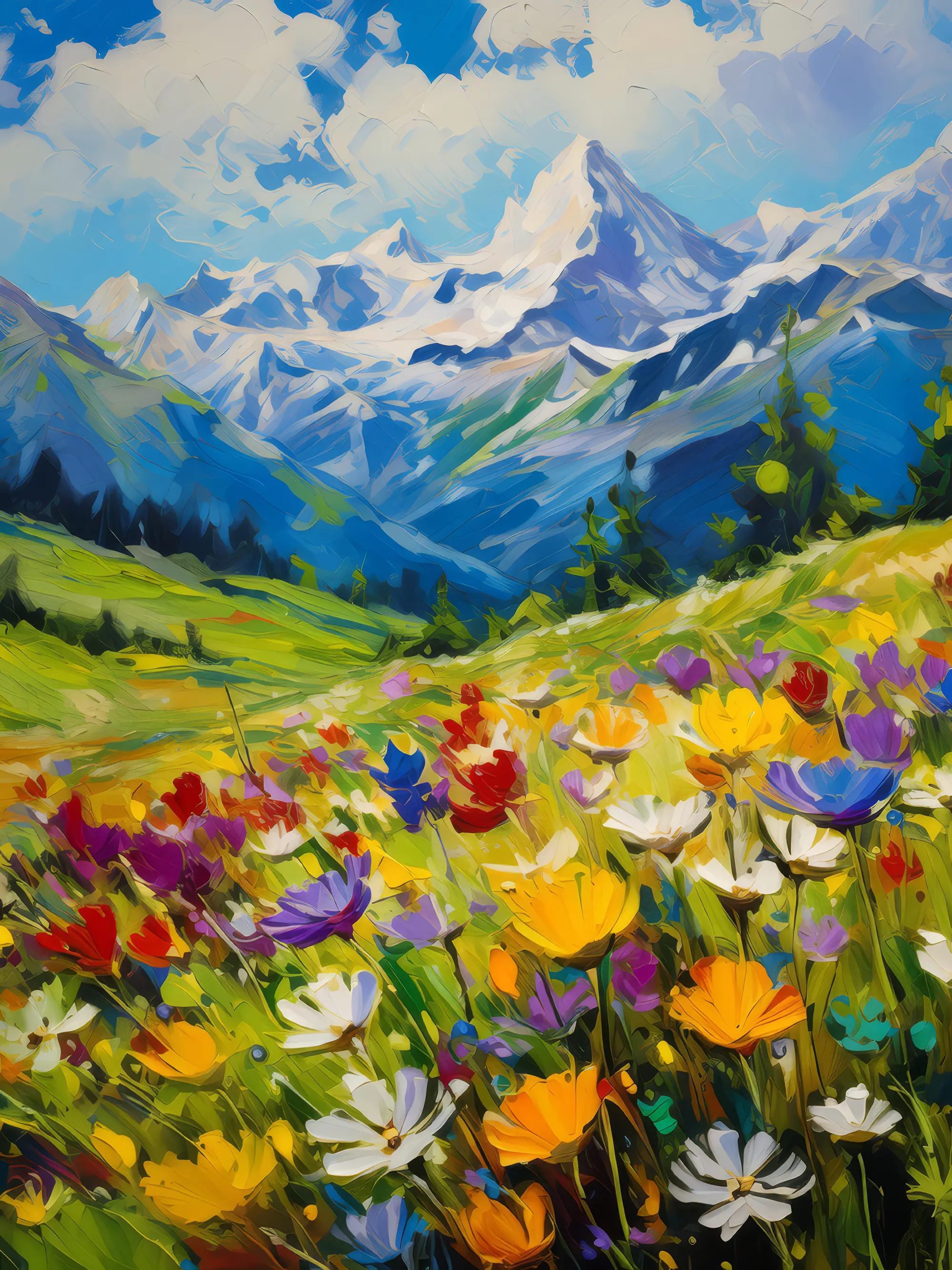 Painting: Alpine Meadows in Bloom