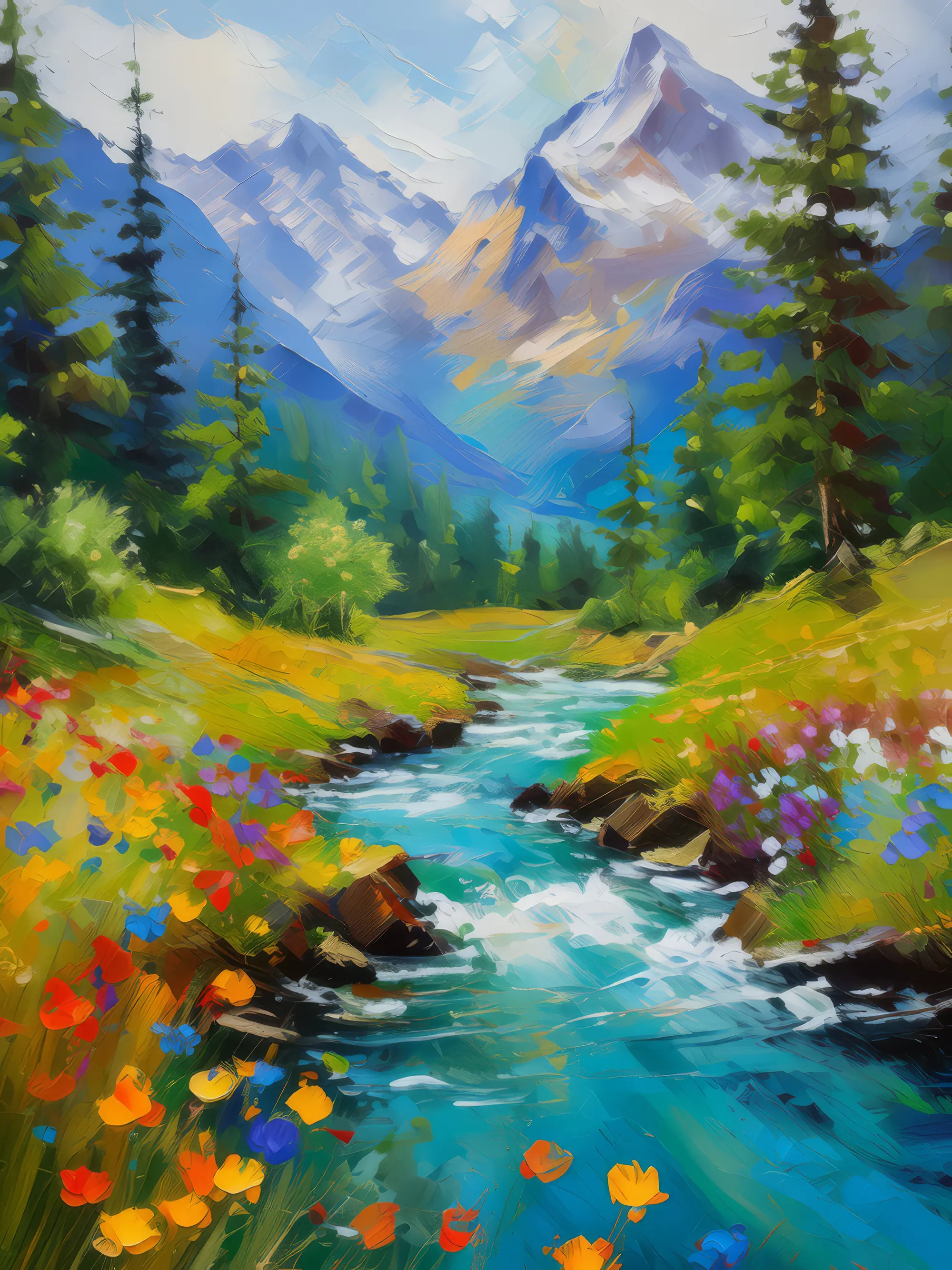 Painting: Alpine Mountain Stream