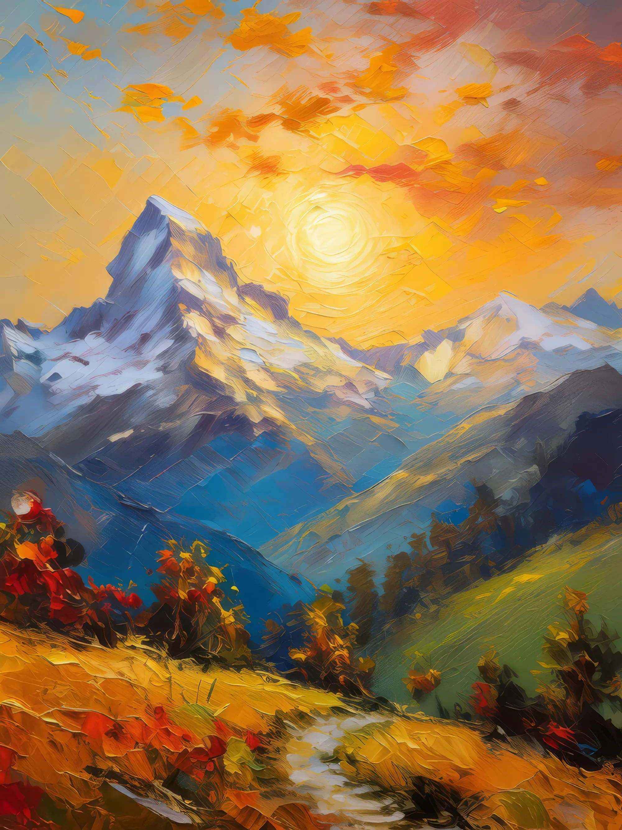 Painting: Alpine Mountain Sunrise