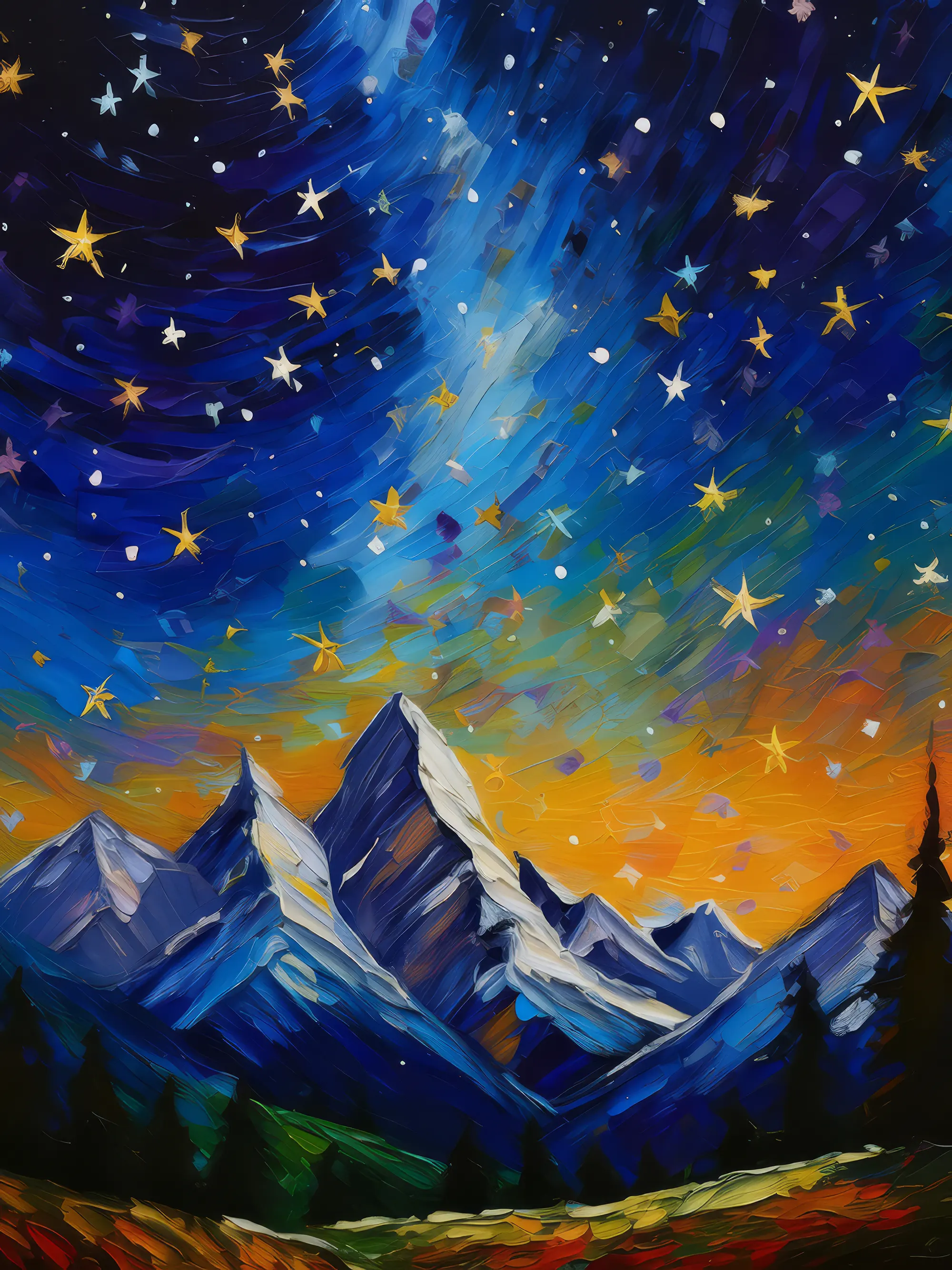 Painting: Alpine Peaks Under Stars