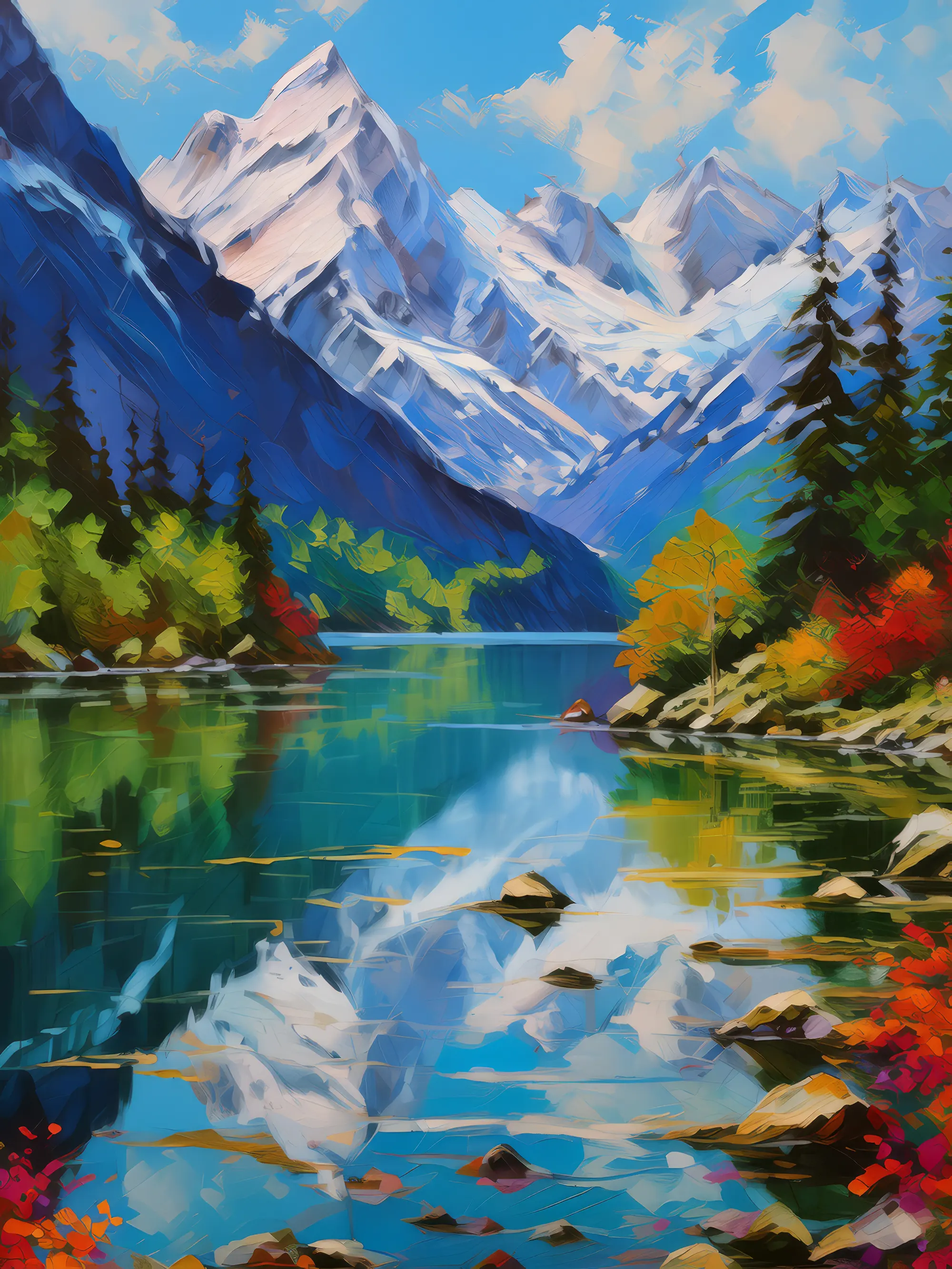 Painting: Alpine Reflection Perfection