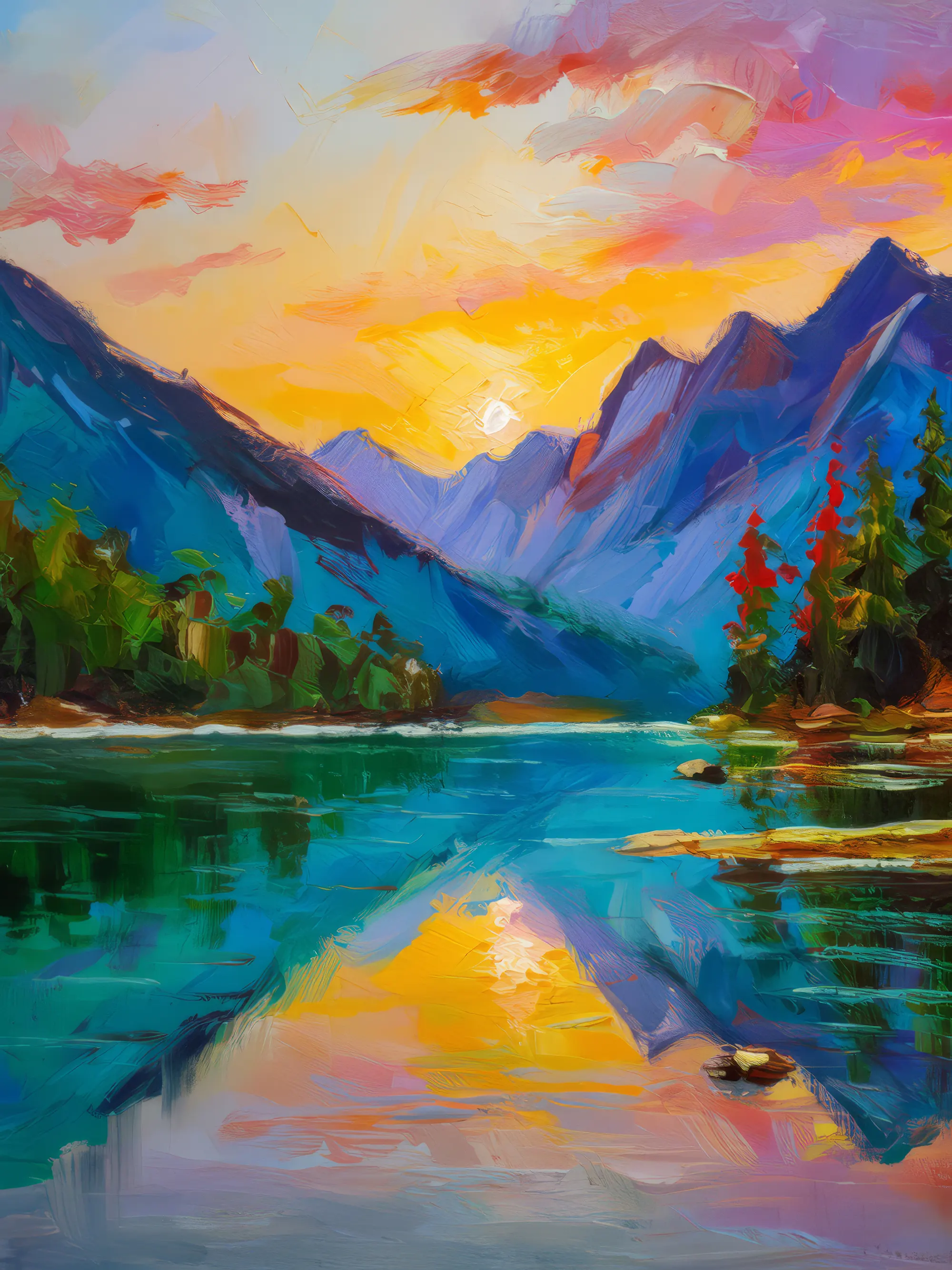 Painting: Alpine Reflections at Dawn