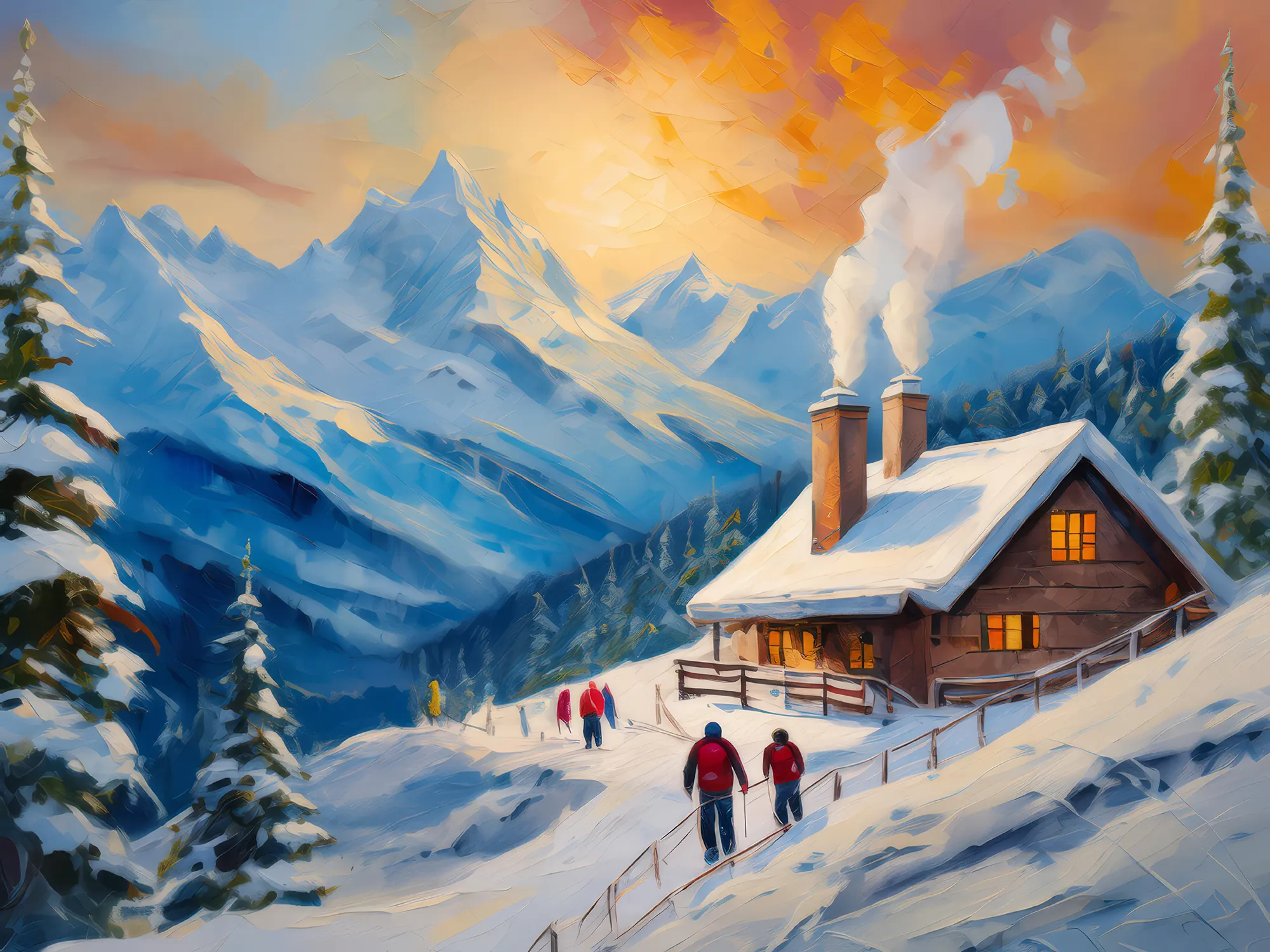 Painting: Alpine Ski Lodge