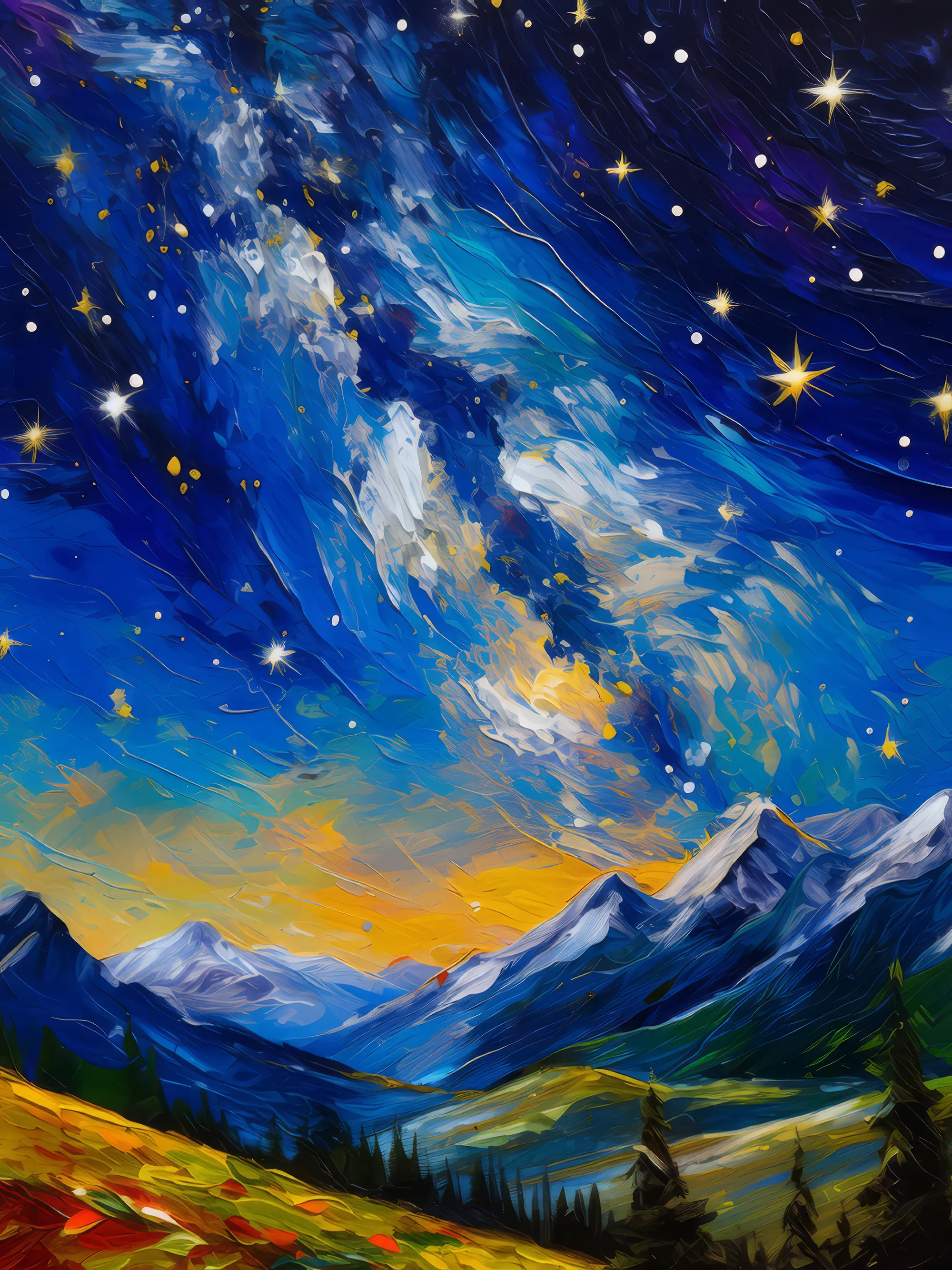 Painting: Alpine Starry Night Sky