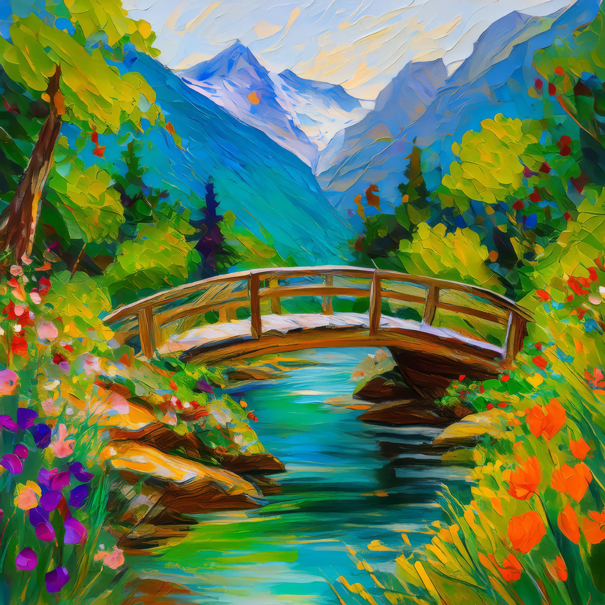 Painting: Alpine Stream Crossing