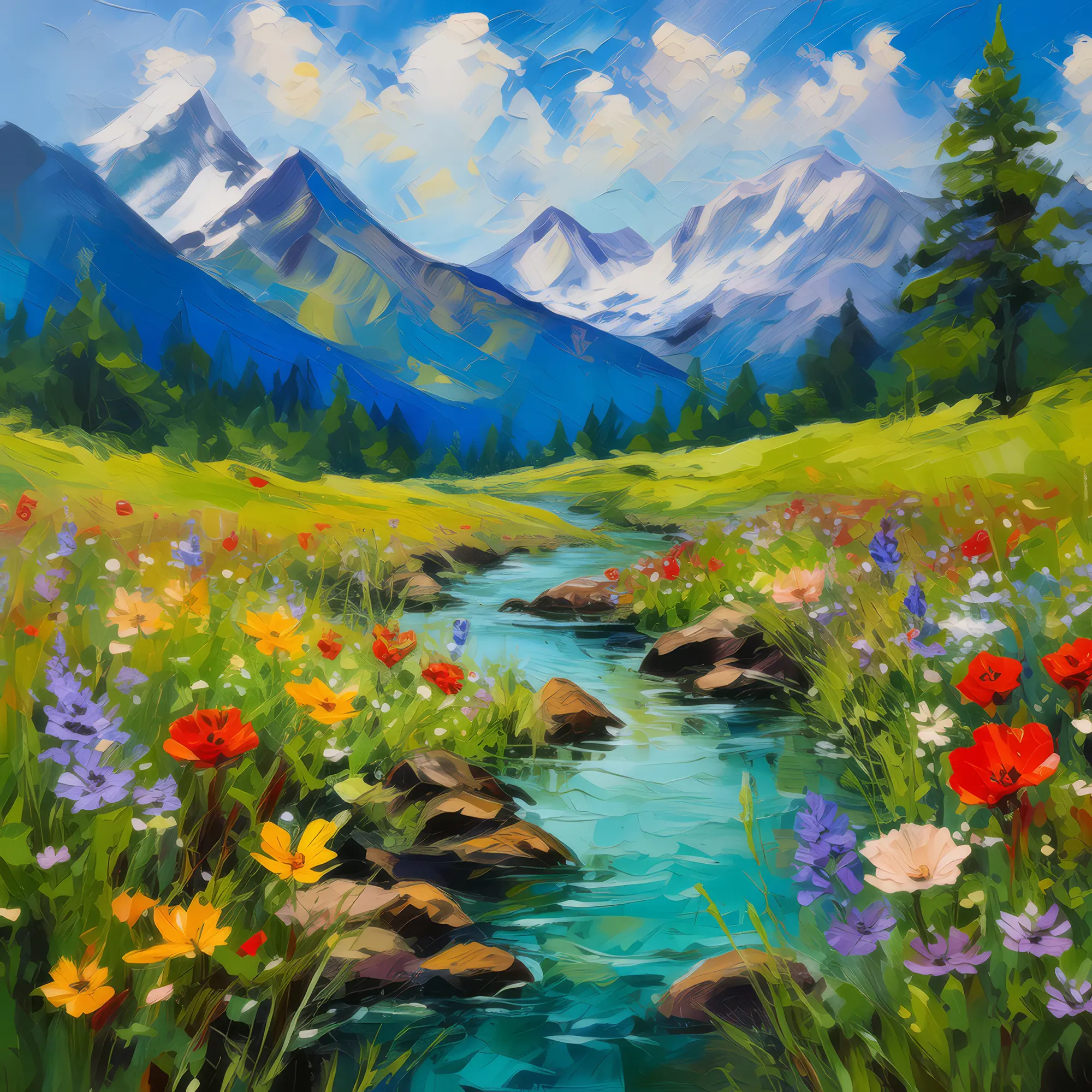 Painting: Alpine Stream Meadow