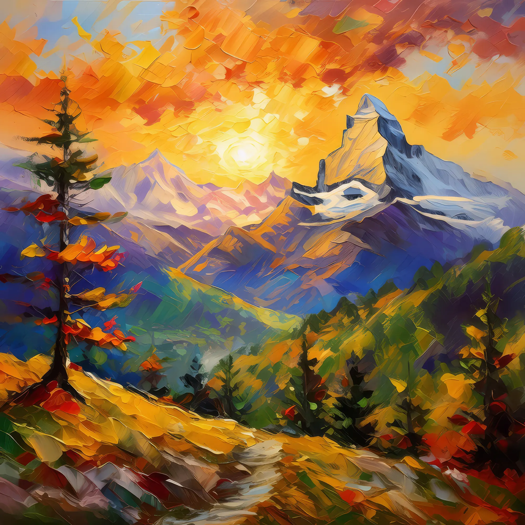 Painting: Alpine Sunrise Glow