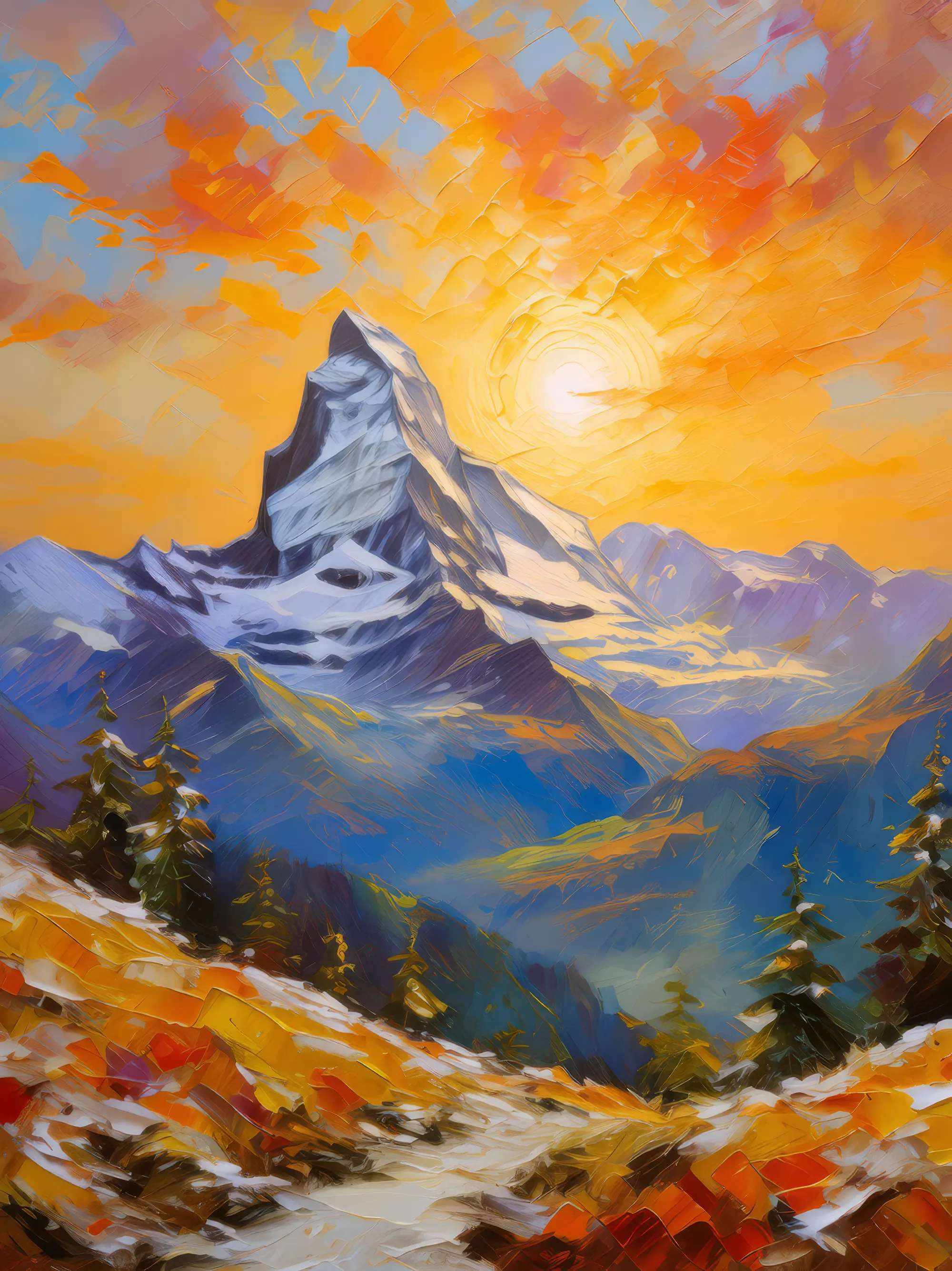 Painting: Alpine Sunrise Splendor