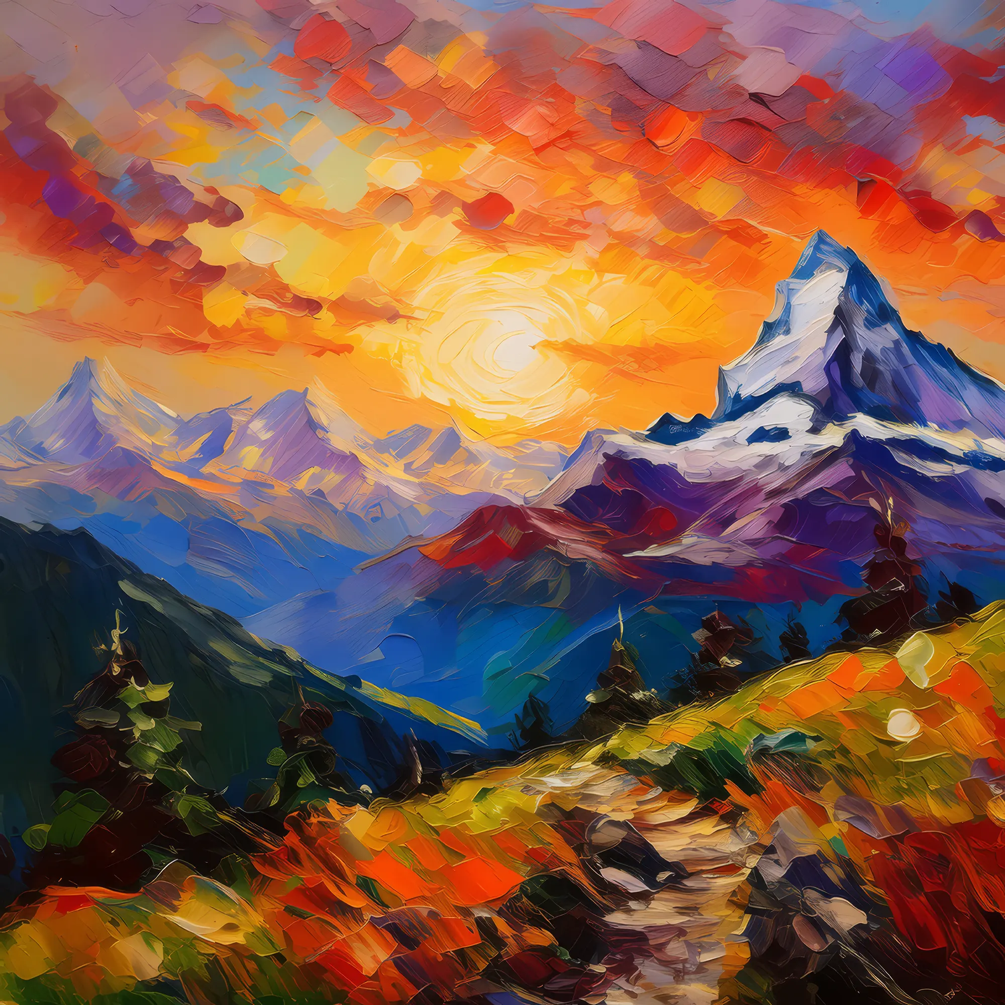 Painting: Alpine Sunset Colors