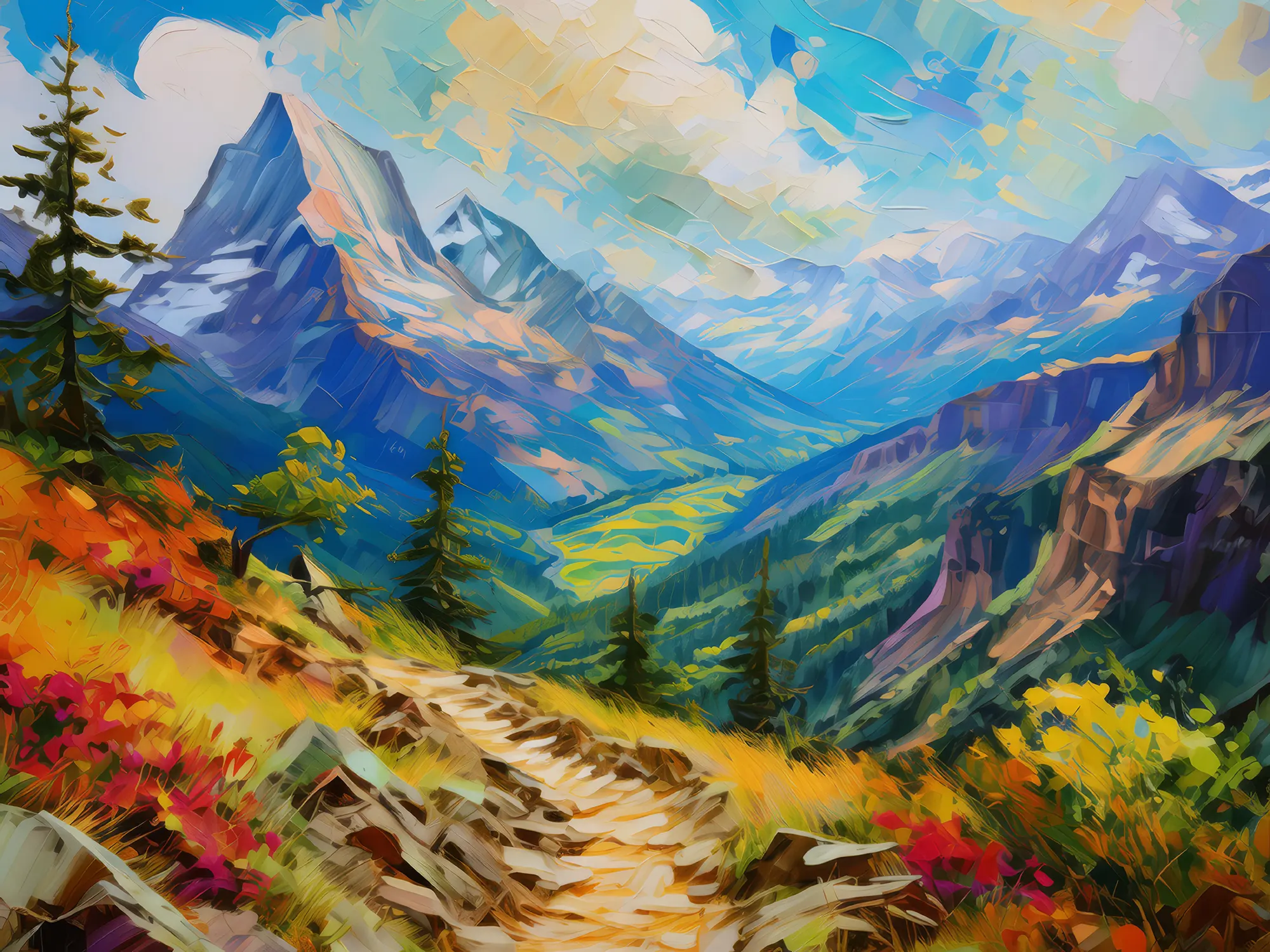 Painting: Alpine Trail Adventure