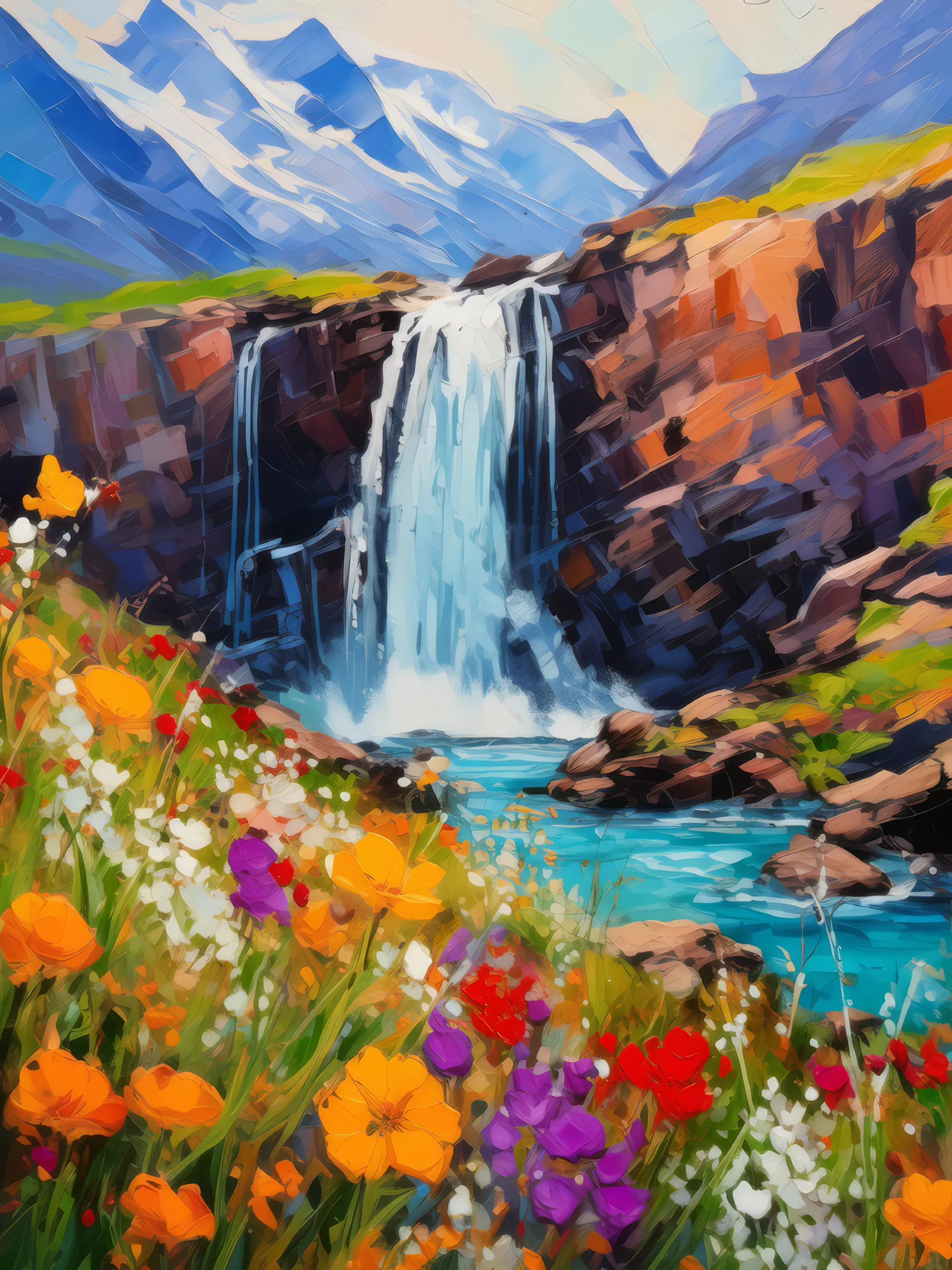 Painting: Alpine Tundra Waterfall