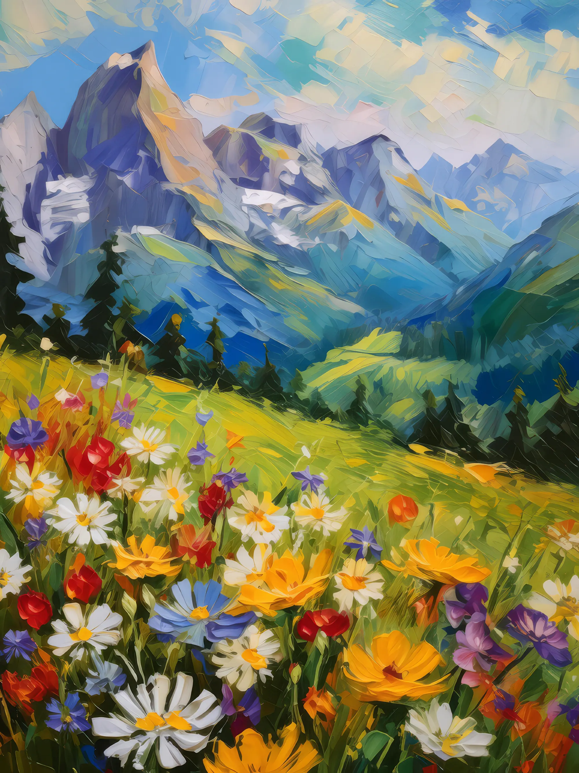 Painting: Alpine Wildflower Haven
