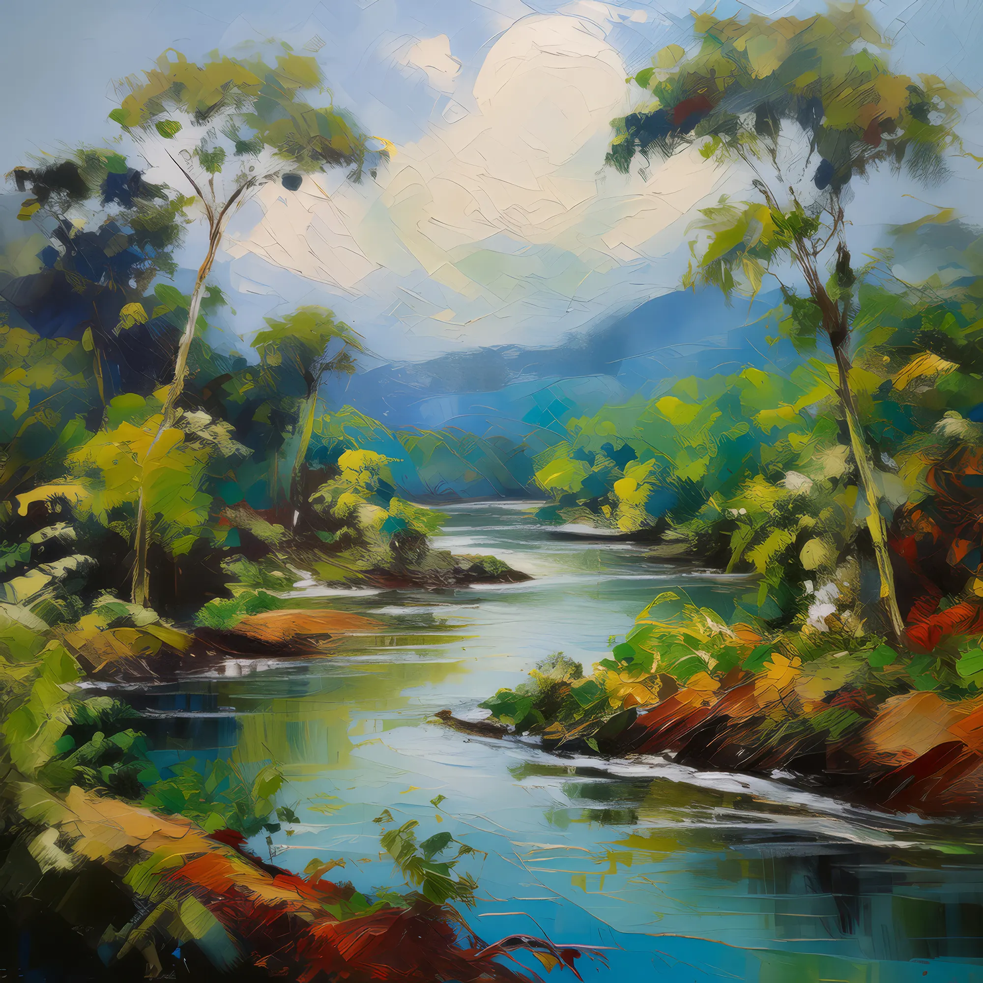 Painting: Amazon Rainforest River