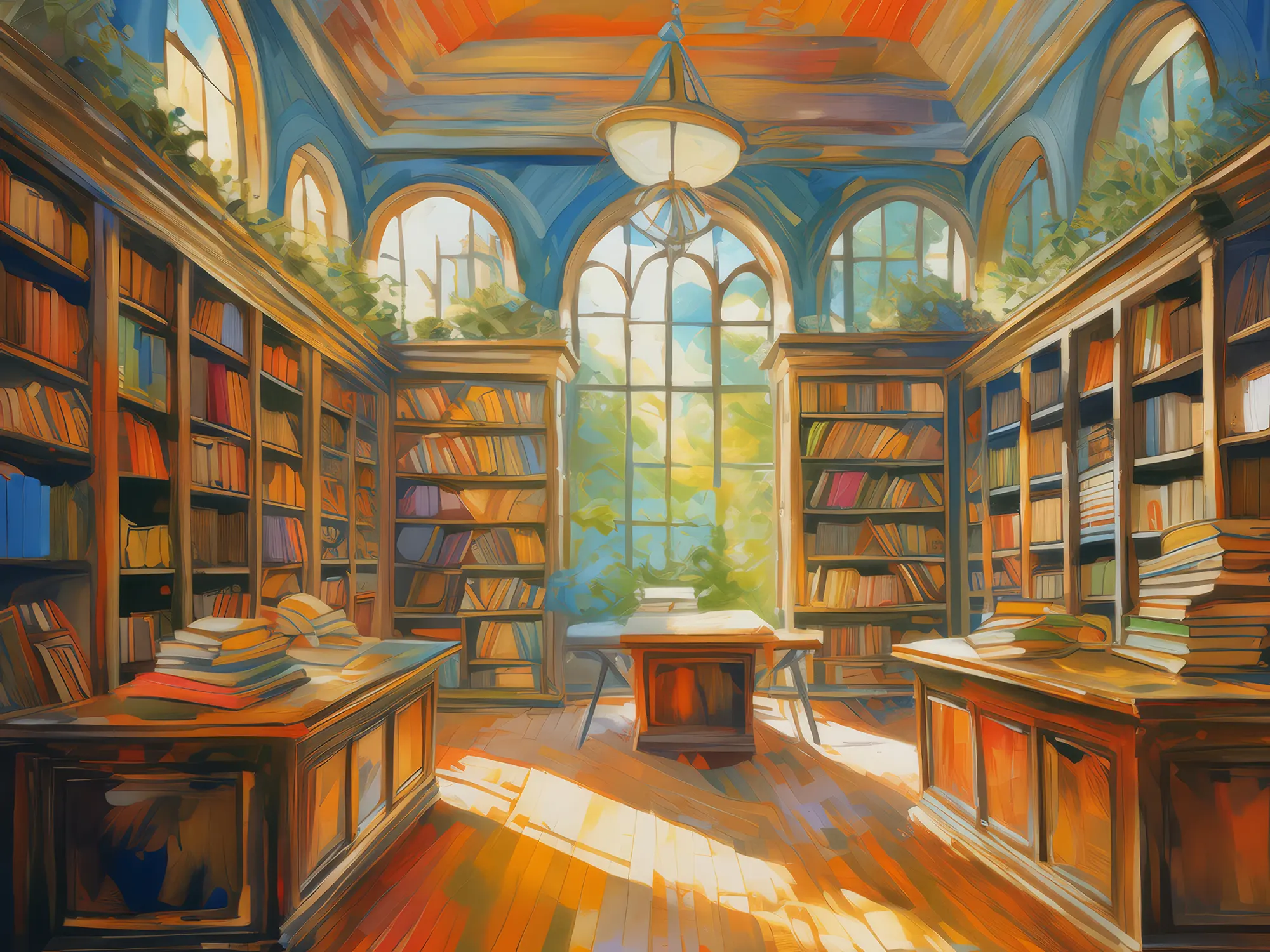 Painting: Antique Bookstore Interior