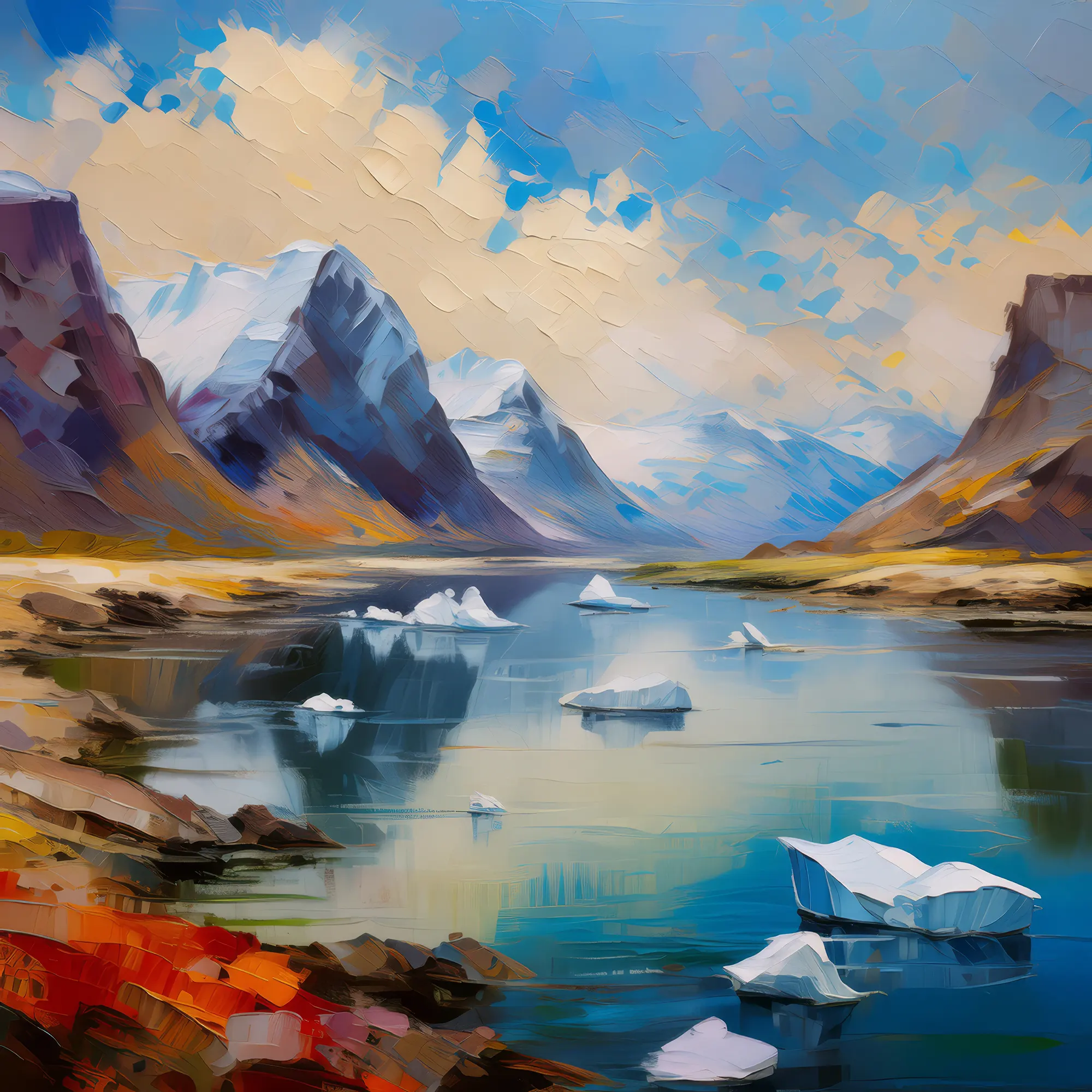 Painting: Arctic Desert Iceberg Lake