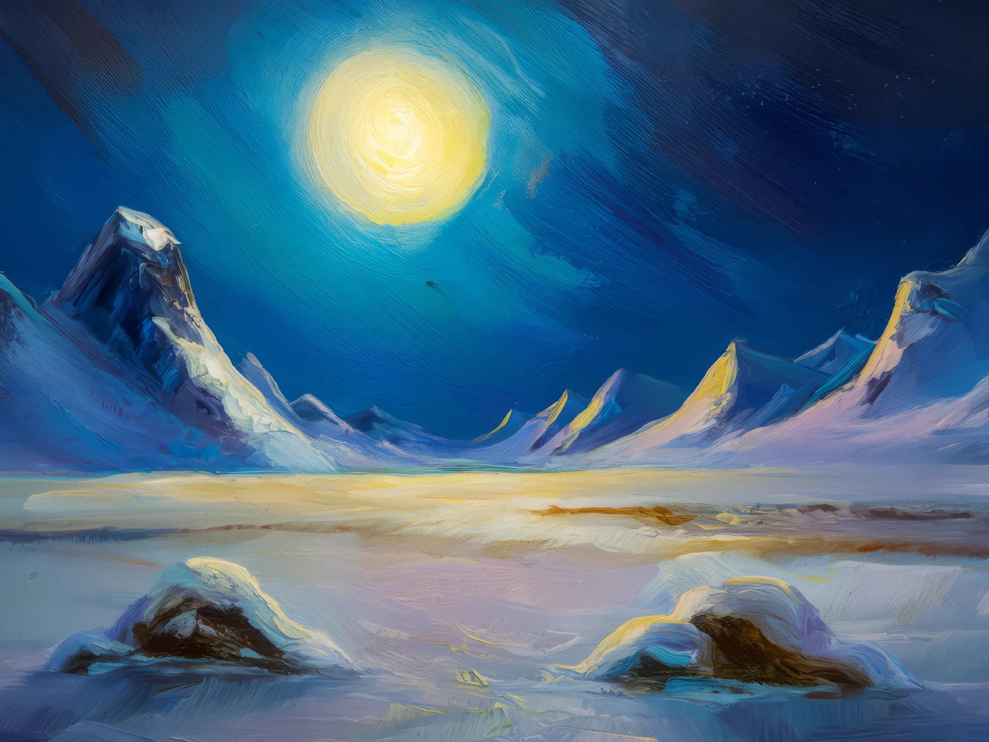 Painting: Arctic Desert Under Full Moon