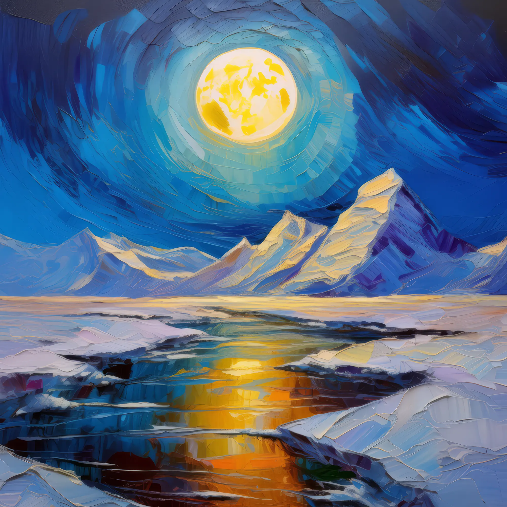 Painting: Arctic Desert Under Moonlight