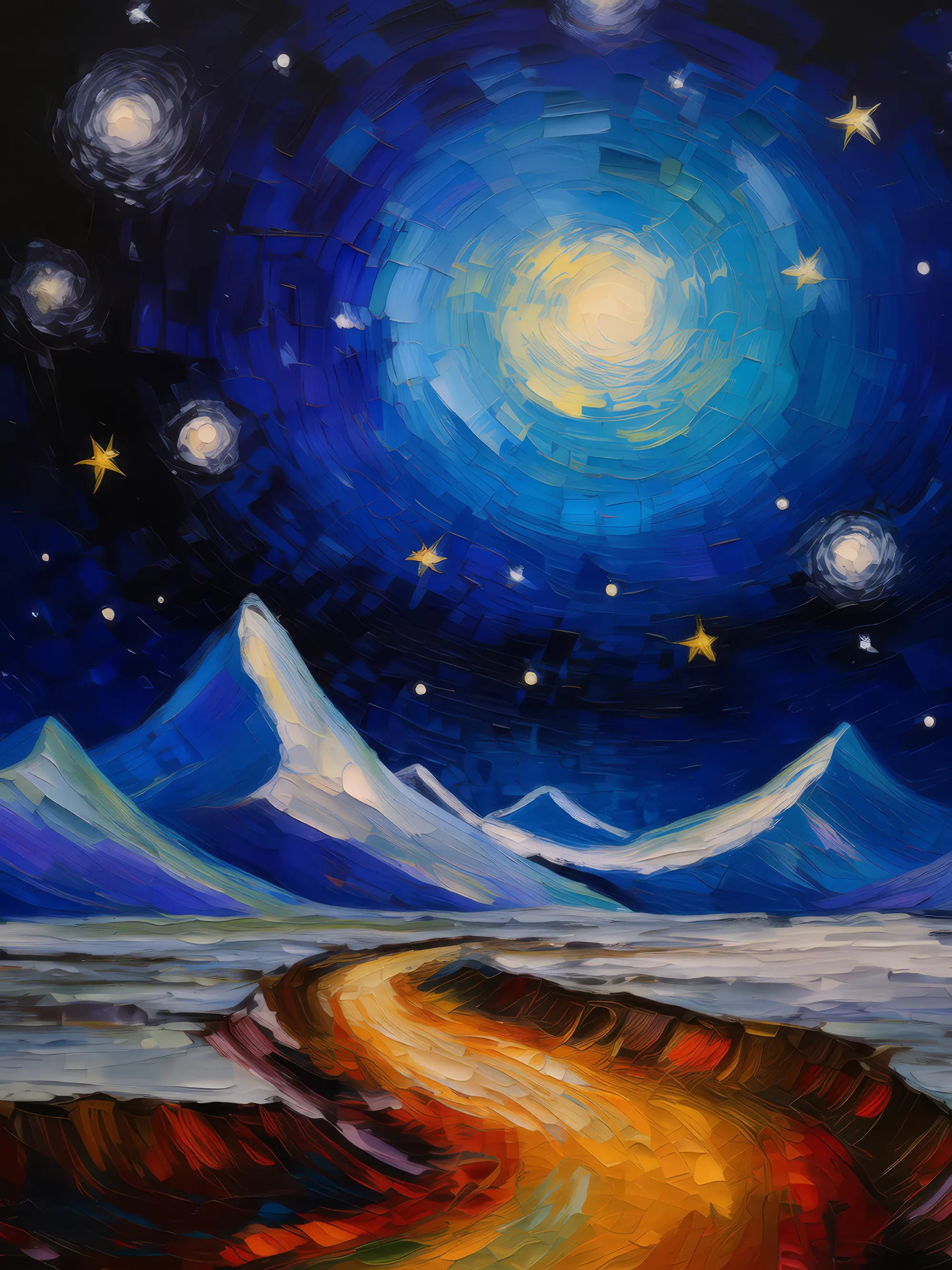 Painting: Arctic Desert Under the Stars