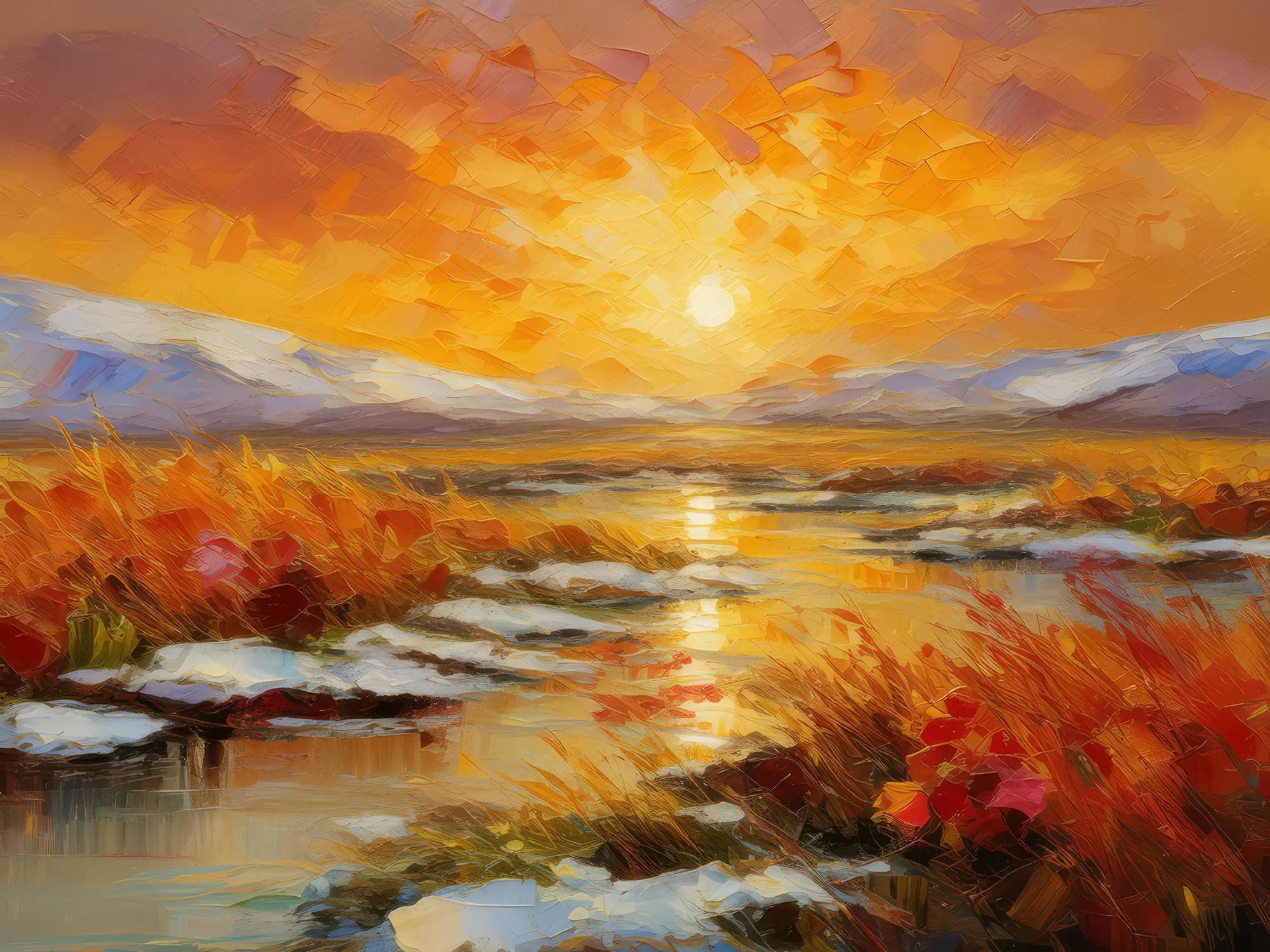 Painting: Arctic Grassland Sunset