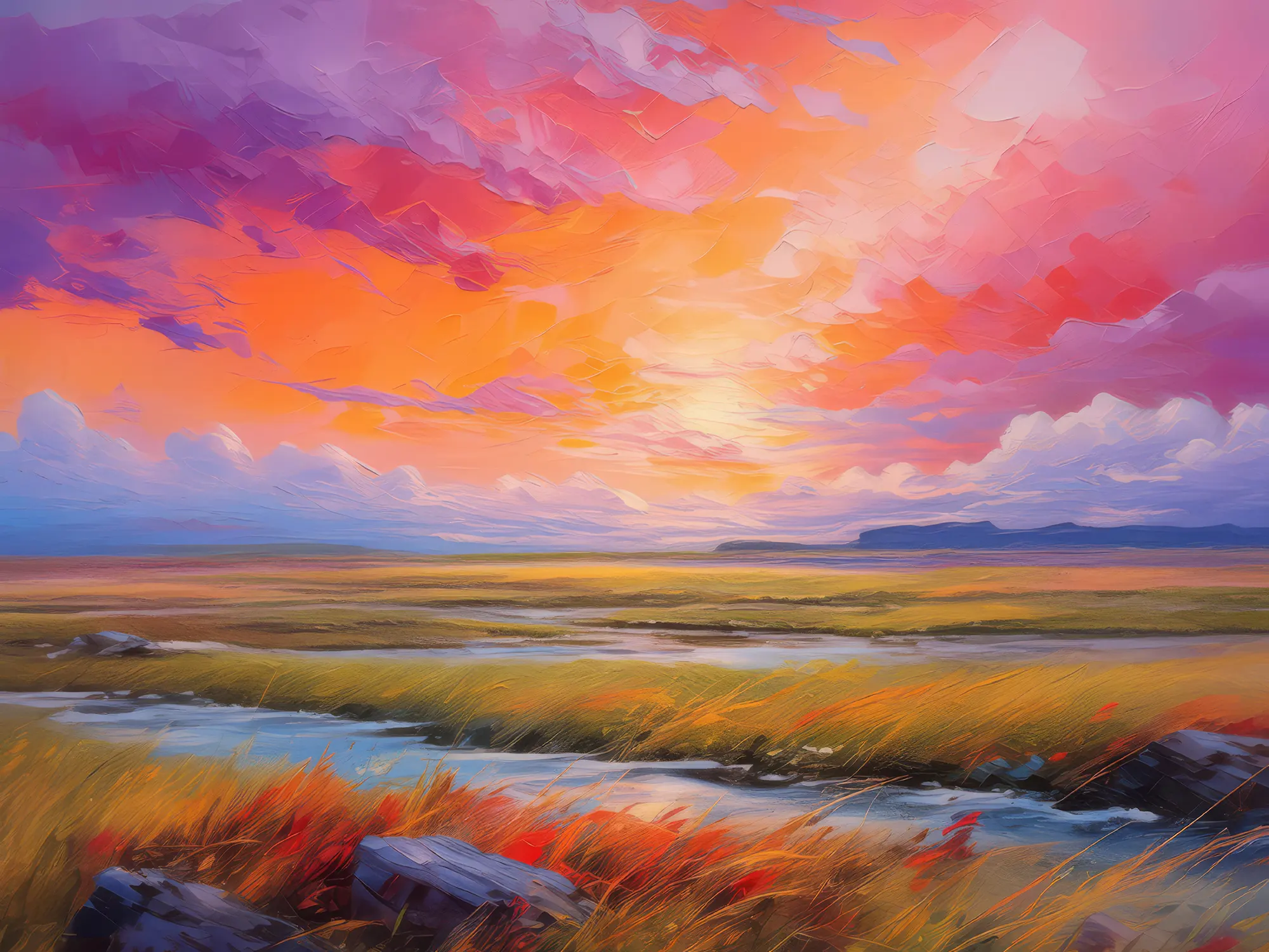 Painting: Arctic Grassland at Dusk