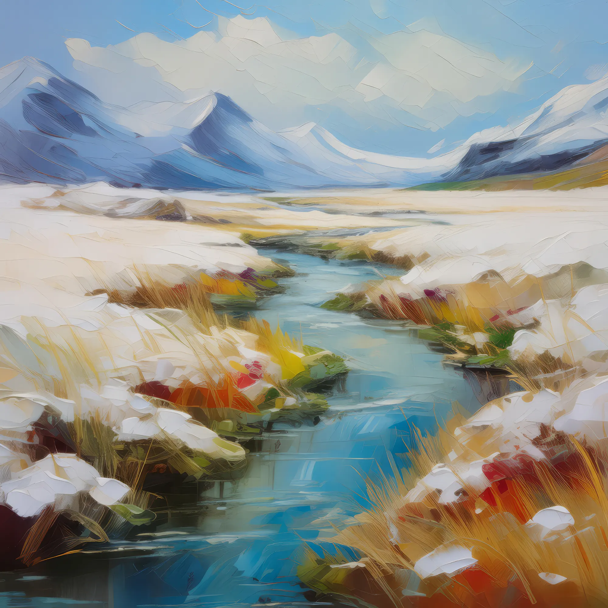 Painting: Arctic Grassland with Stream