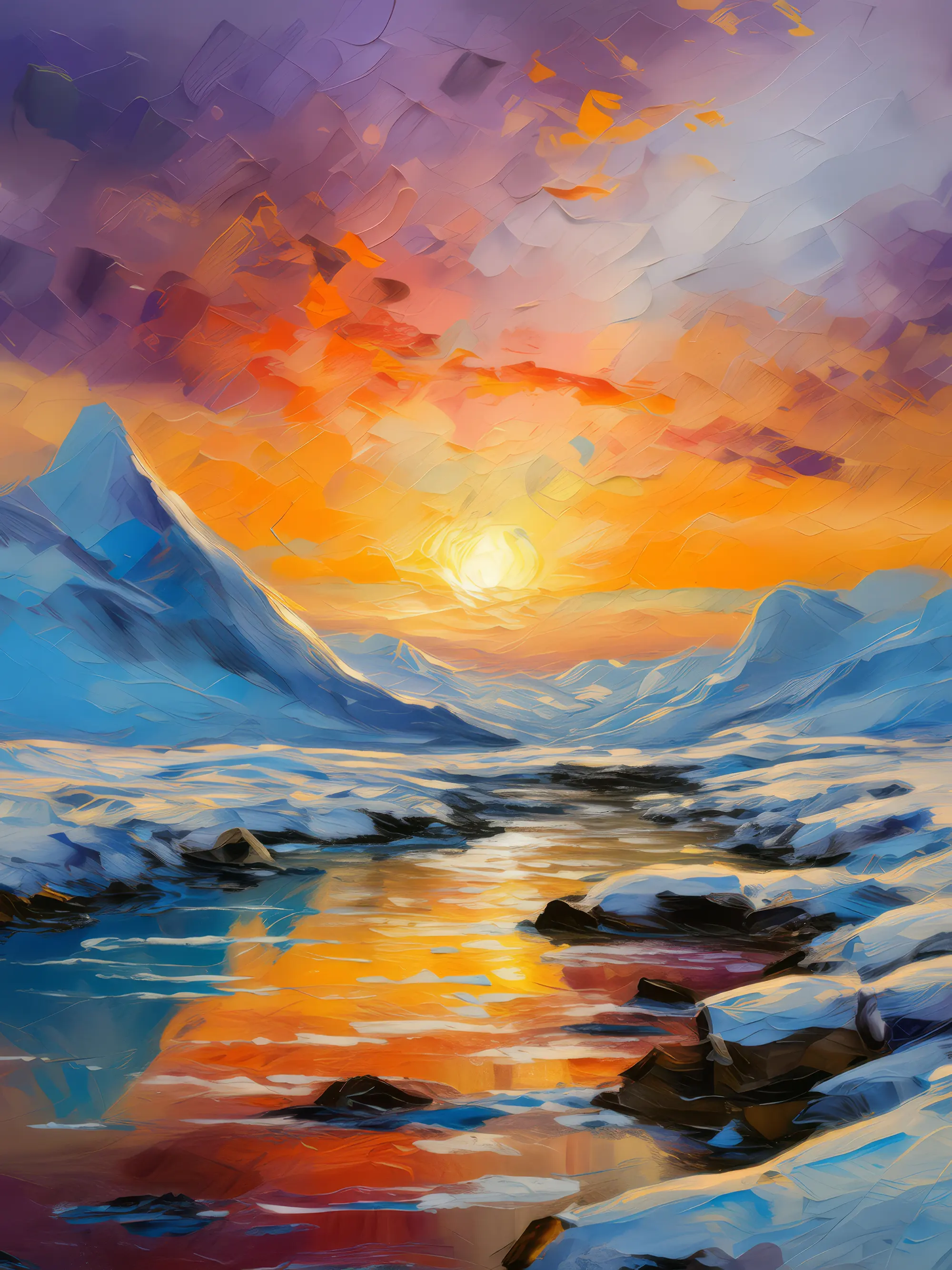 Painting: Arctic Hues at Sunset