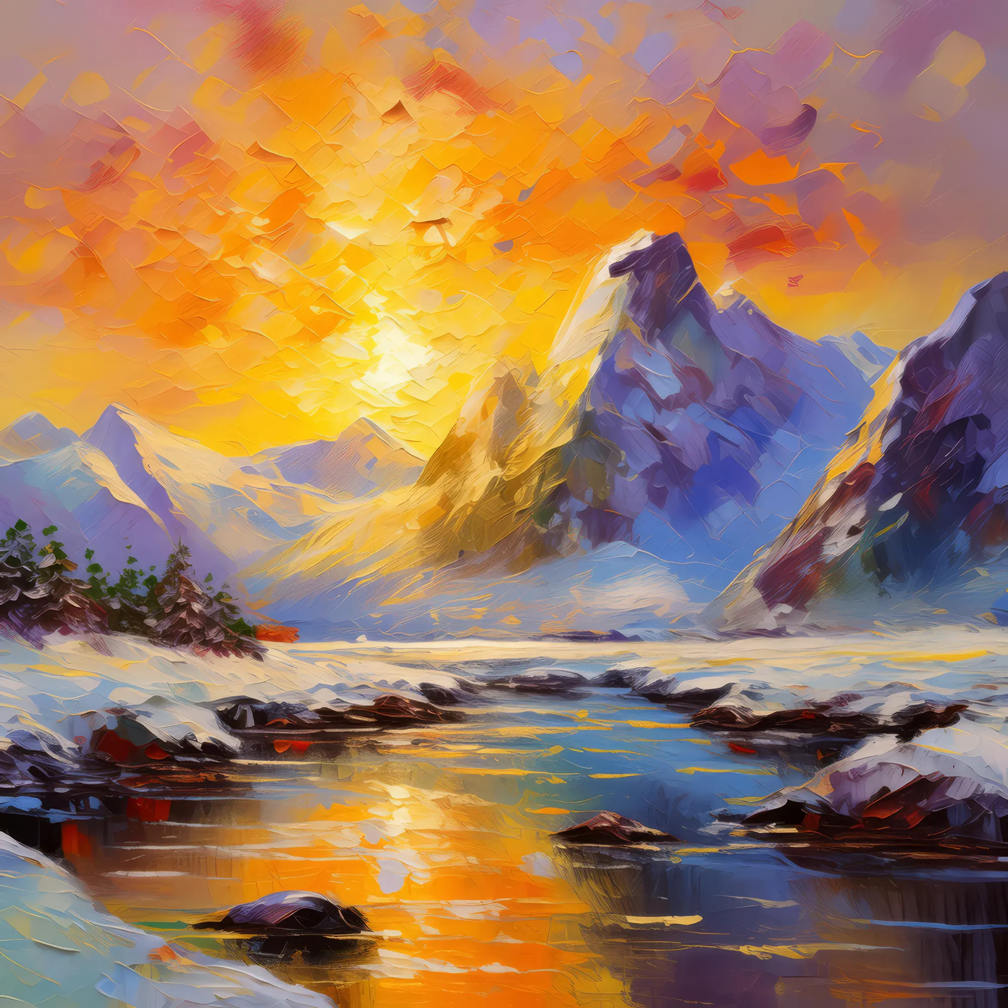 Painting: Arctic Mountain Sunrise