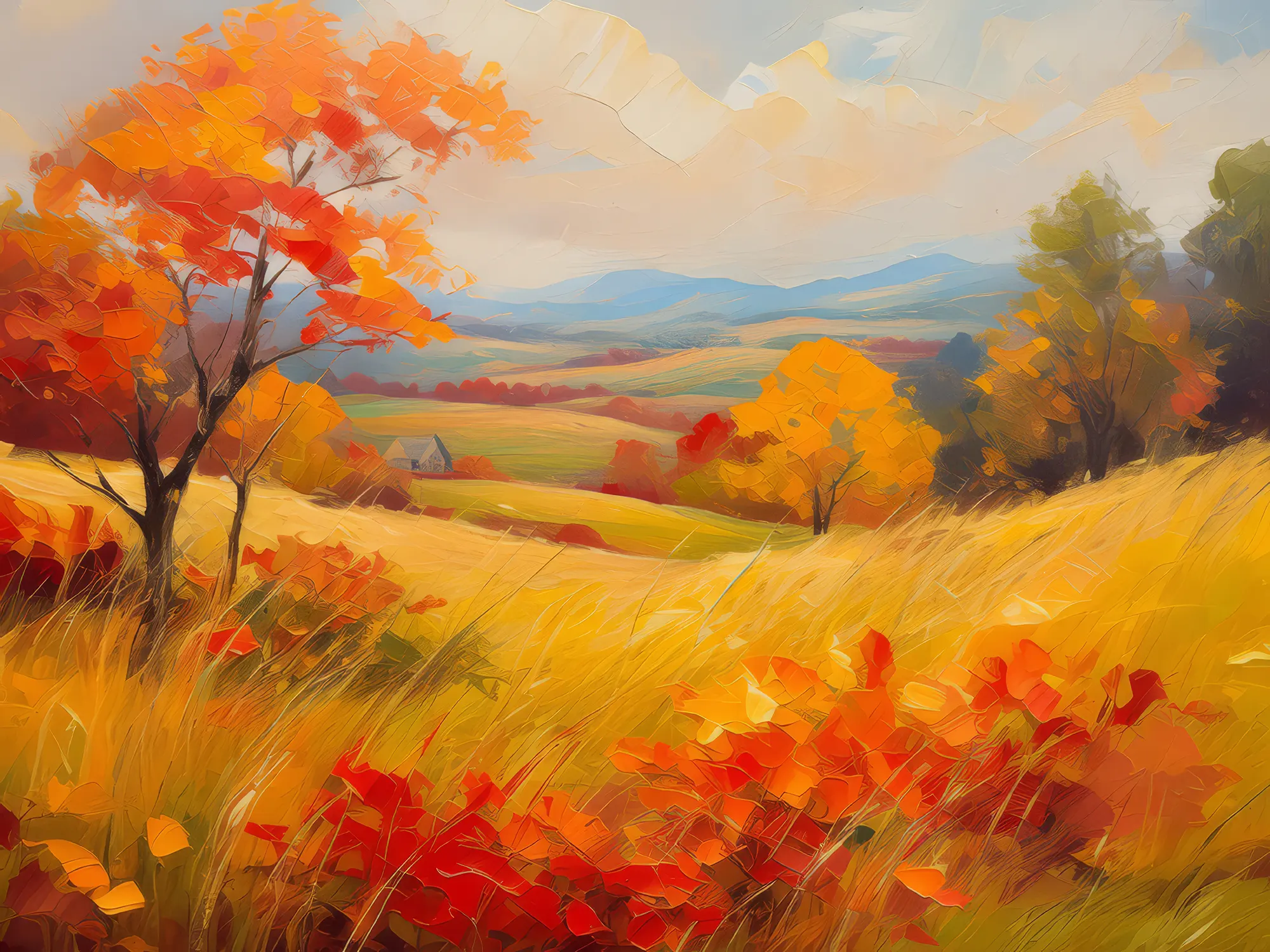 Painting: Autumn Arrival on Grassland