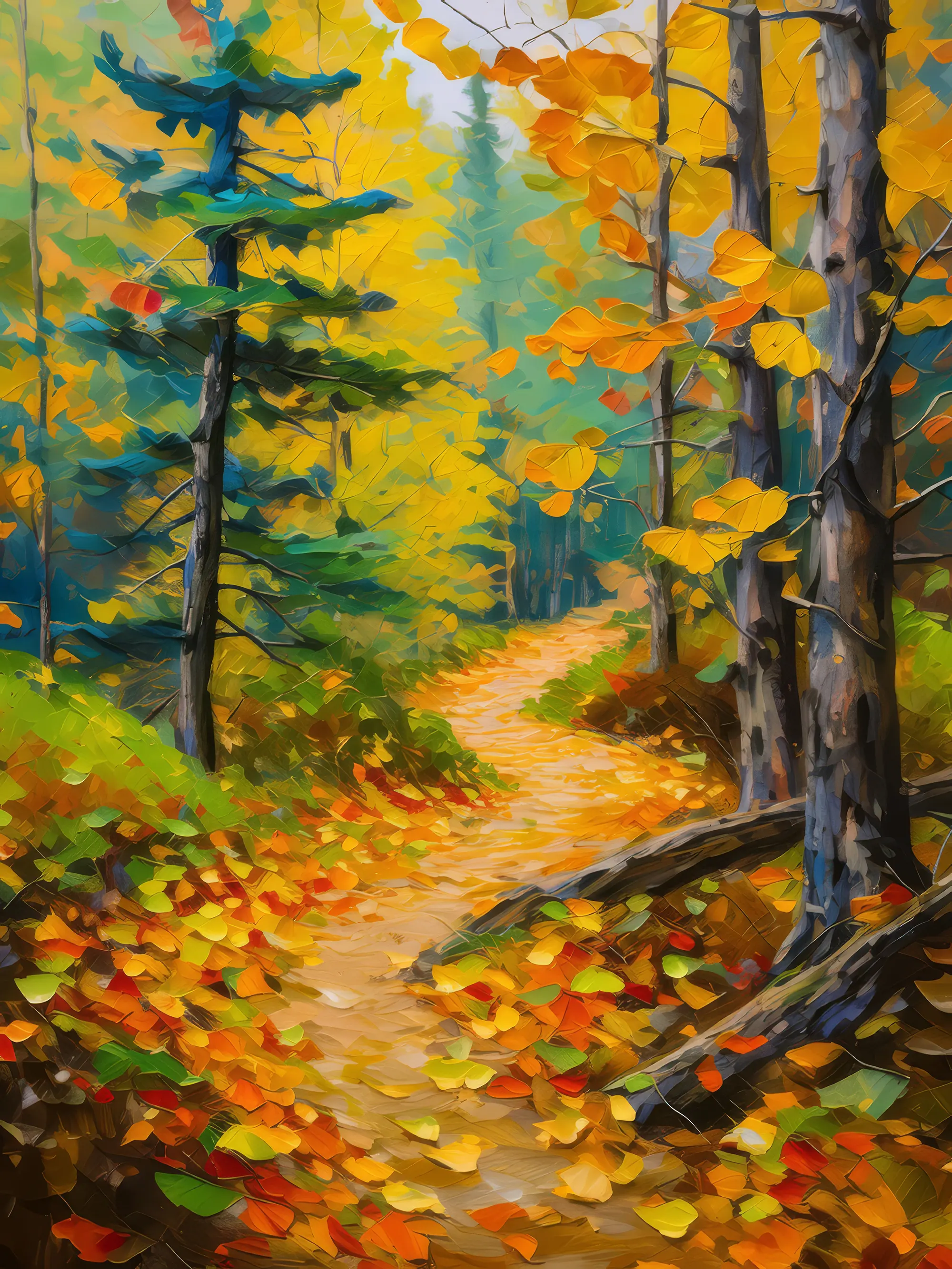 Painting: Autumn Boreal Forest Path