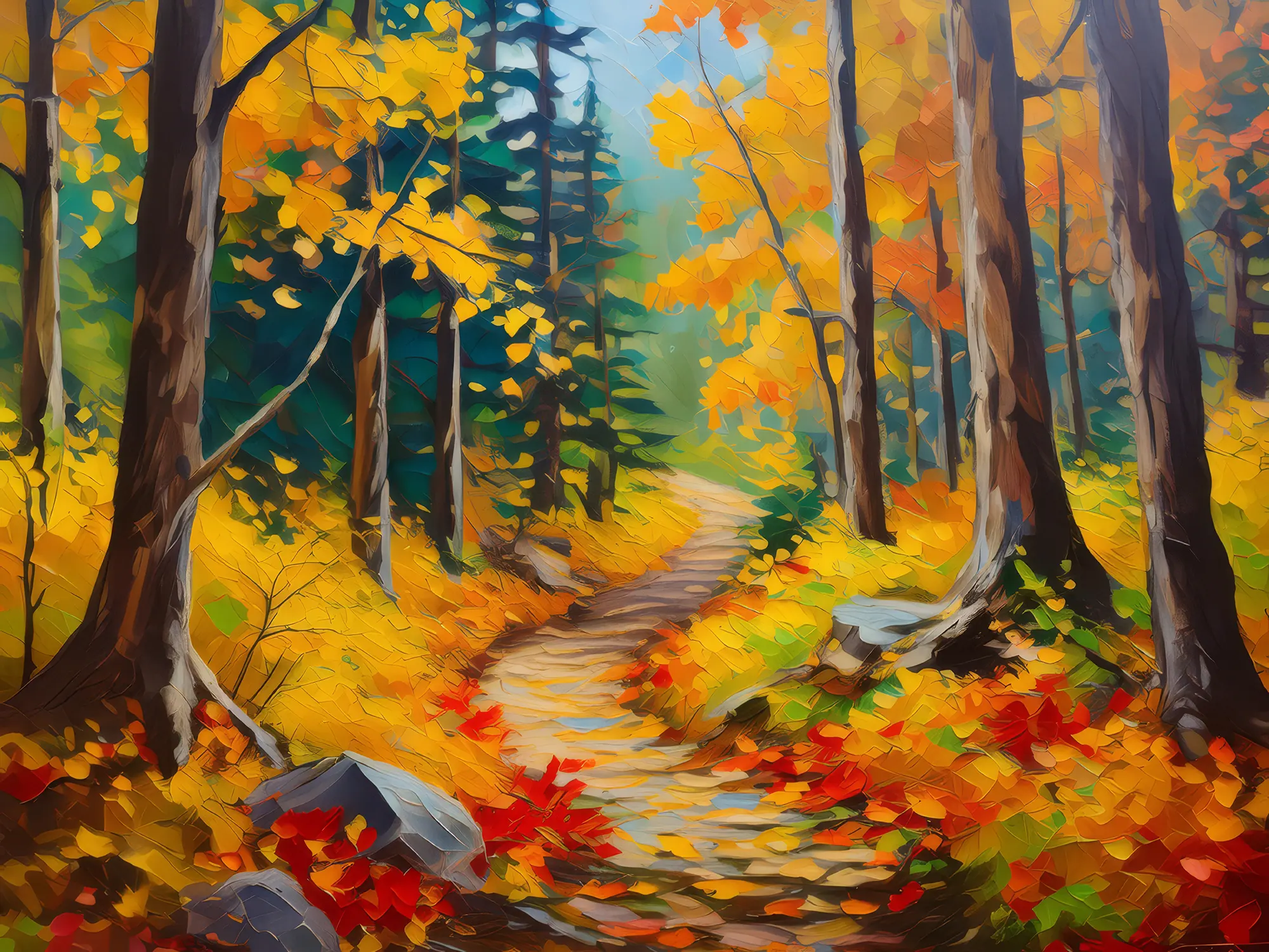 Painting: Autumn Boreal Forest Trail